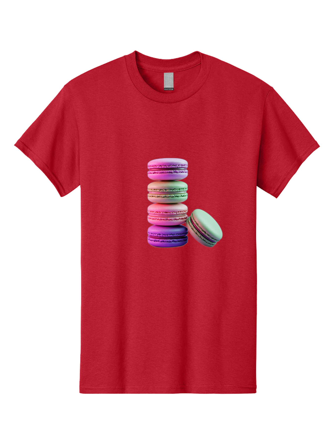 Macaron-Tower-1 Men'S Graphic Tee, 100% Cotton, Comfortable Casual Summer Wear, Machine Washable, Stacked Macarons, Colorful Treats, French Desserts, Sweet Indulgences, Pastel Colors, Layered Cookies, Creamy Fillings, Dessert Photography Baa939