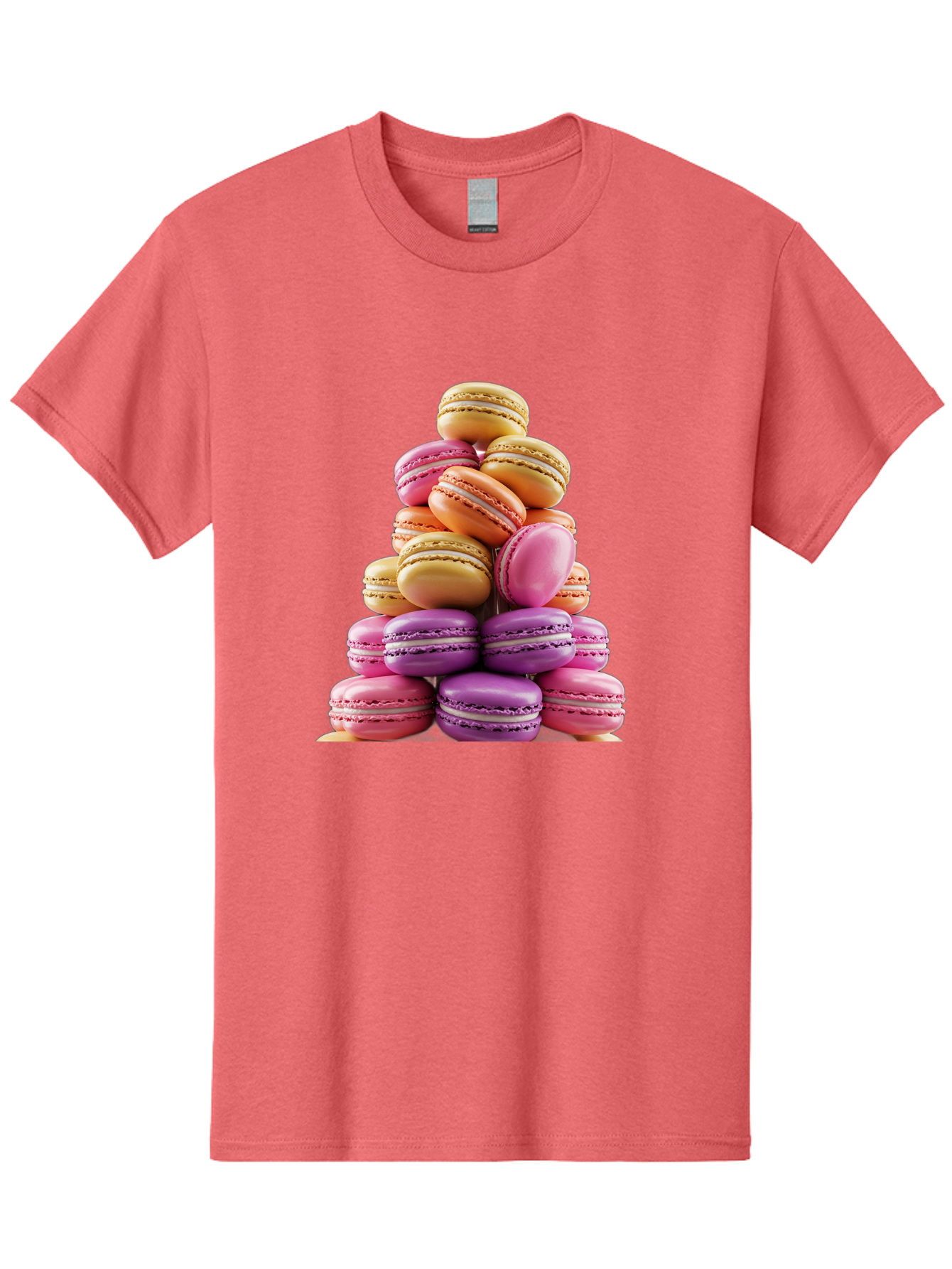 Macaron-Tower-2 Men'S Graphic Tee, 100% Cotton, Comfortable Casual Summer Wear, Machine Washable, Stack Of Macarons, Colorful Macarons, Pastel Colors, Dessert Display, Sweet Treats, French Patisserie, Macaron Stack, Pastel Pink, Purple, Baa940