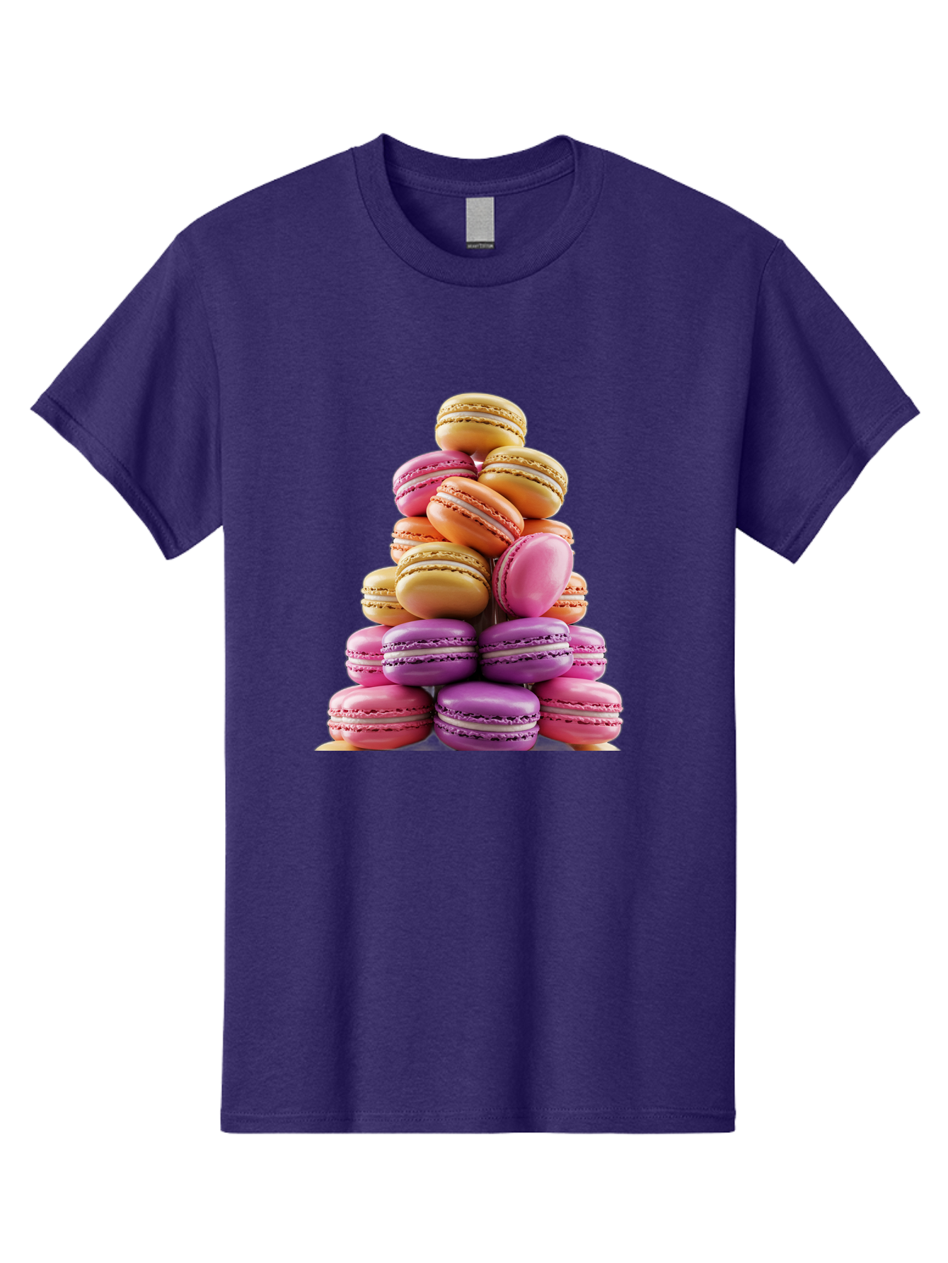 Macaron-Tower-2 Men'S Graphic Tee, 100% Cotton, Comfortable Casual Summer Wear, Machine Washable, Stack Of Macarons, Colorful Macarons, Pastel Colors, Dessert Display, Sweet Treats, French Patisserie, Macaron Stack, Pastel Pink, Purple, Baa940