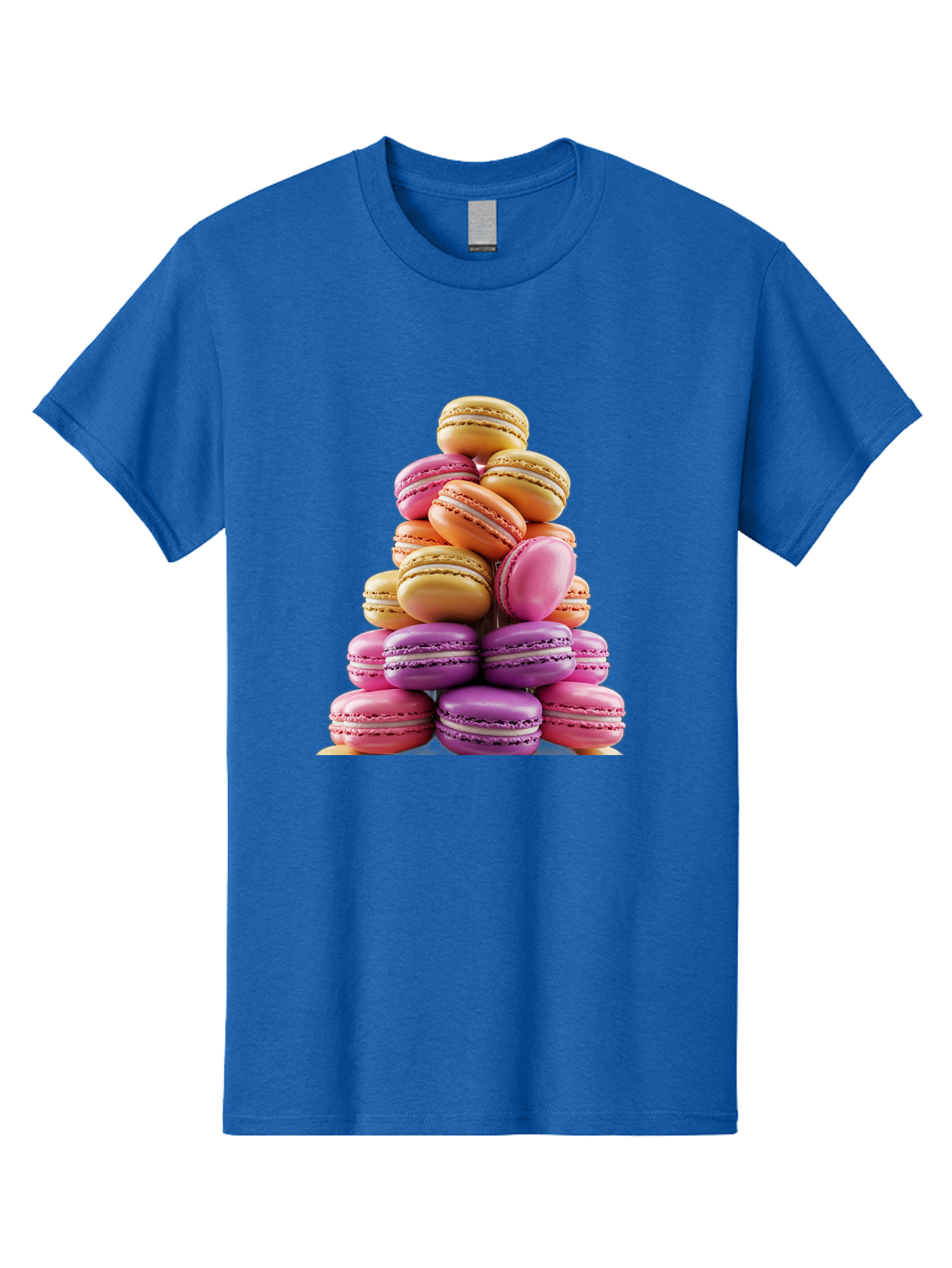 Macaron-Tower-2 Men'S Graphic Tee, 100% Cotton, Comfortable Casual Summer Wear, Machine Washable, Stack Of Macarons, Colorful Macarons, Pastel Colors, Dessert Display, Sweet Treats, French Patisserie, Macaron Stack, Pastel Pink, Purple, Baa940