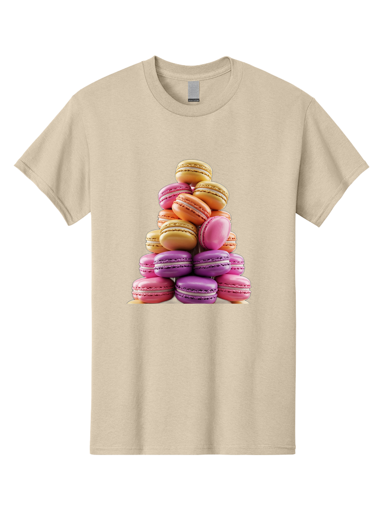 Macaron-Tower-2 Men'S Graphic Tee, 100% Cotton, Comfortable Casual Summer Wear, Machine Washable, Stack Of Macarons, Colorful Macarons, Pastel Colors, Dessert Display, Sweet Treats, French Patisserie, Macaron Stack, Pastel Pink, Purple, Baa940