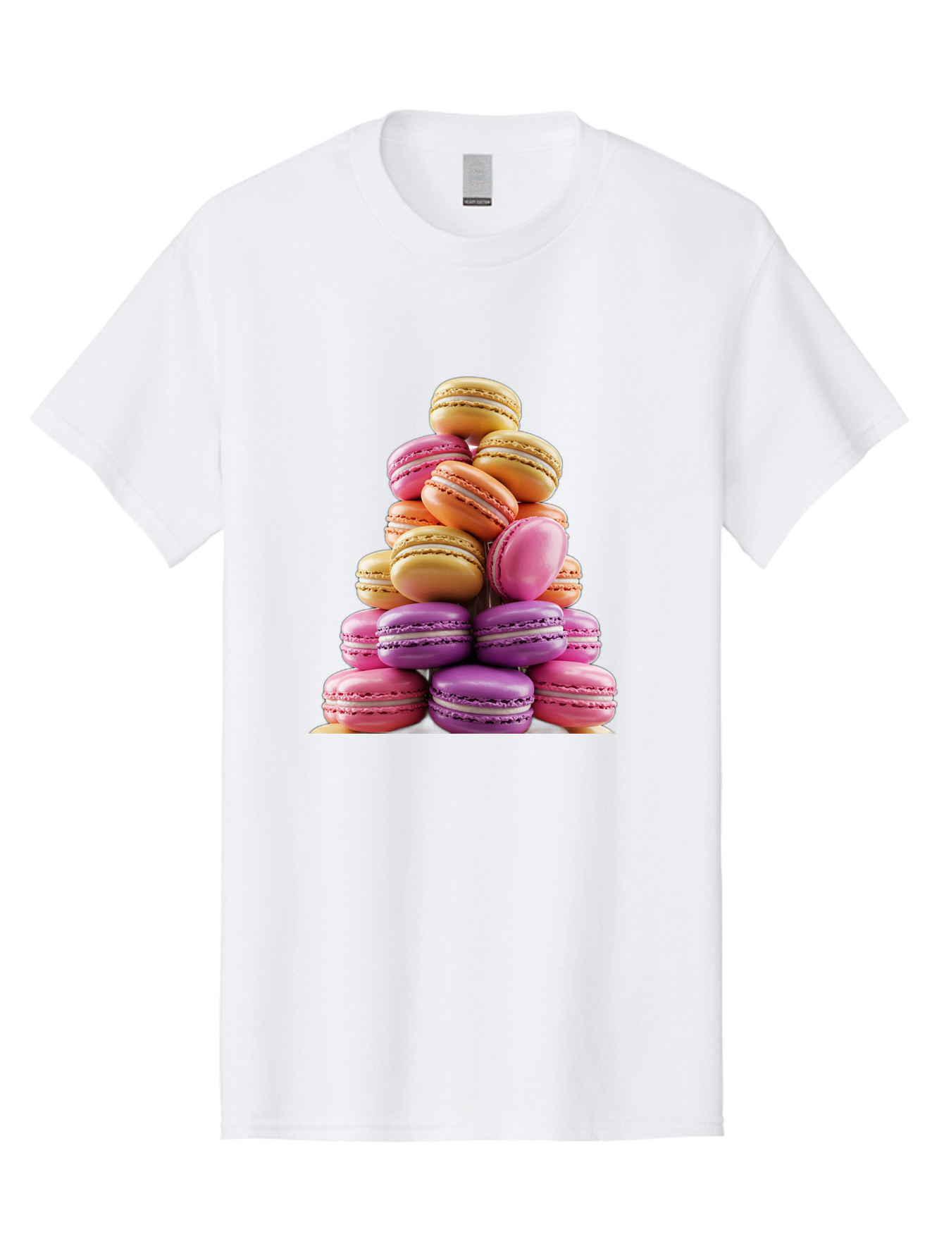 Macaron-Tower-2 Men'S Graphic Tee, 100% Cotton, Comfortable Casual Summer Wear, Machine Washable, Stack Of Macarons, Colorful Macarons, Pastel Colors, Dessert Display, Sweet Treats, French Patisserie, Macaron Stack, Pastel Pink, Purple, Baa940
