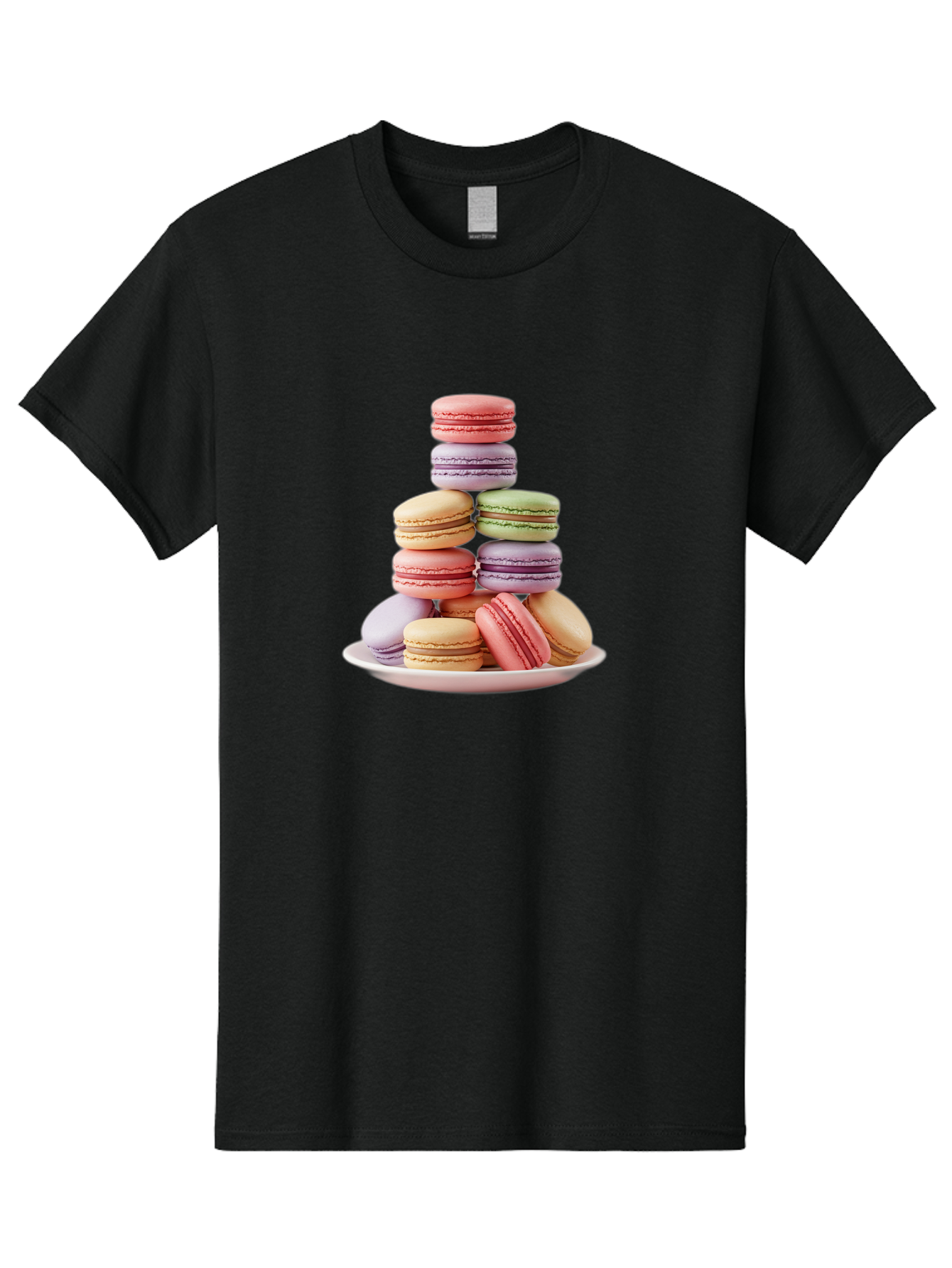 Macaron-Tower Men'S Graphic Tee, 100% Cotton, Comfortable Casual Summer Wear, Machine Washable, Colorful Macarons, Pastel Colors, Dessert Tower, French Patisserie, Sweet Treats, Macaron Stack, Vibrant Hues, Delicate Meringue, Baked Goods, Baa941