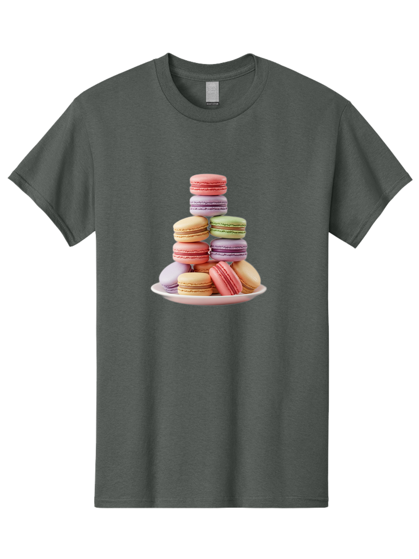 Macaron-Tower Men'S Graphic Tee, 100% Cotton, Comfortable Casual Summer Wear, Machine Washable, Colorful Macarons, Pastel Colors, Dessert Tower, French Patisserie, Sweet Treats, Macaron Stack, Vibrant Hues, Delicate Meringue, Baked Goods, Baa941