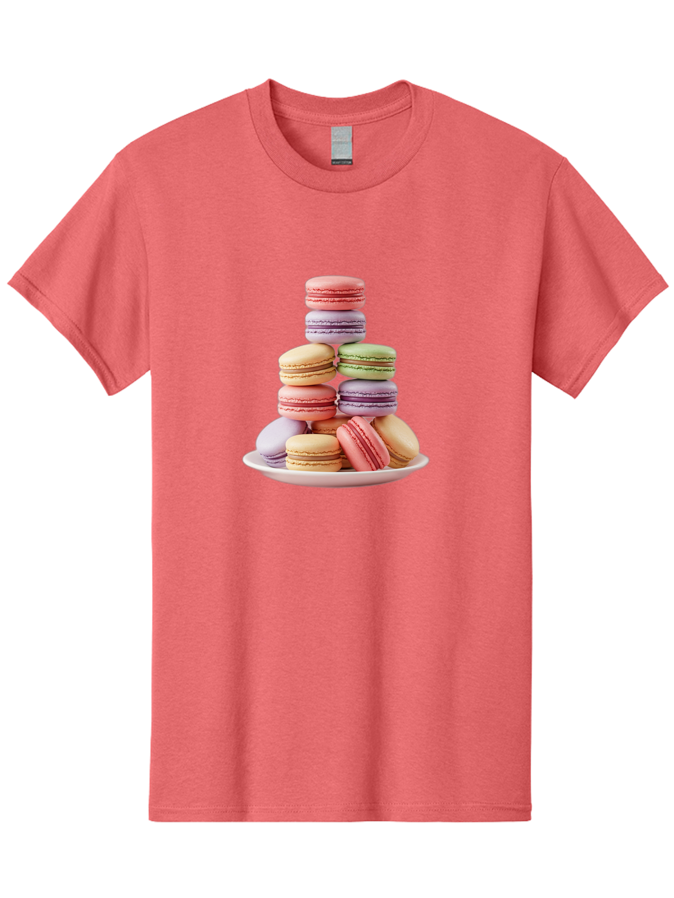 Macaron-Tower Men'S Graphic Tee, 100% Cotton, Comfortable Casual Summer Wear, Machine Washable, Colorful Macarons, Pastel Colors, Dessert Tower, French Patisserie, Sweet Treats, Macaron Stack, Vibrant Hues, Delicate Meringue, Baked Goods, Baa941