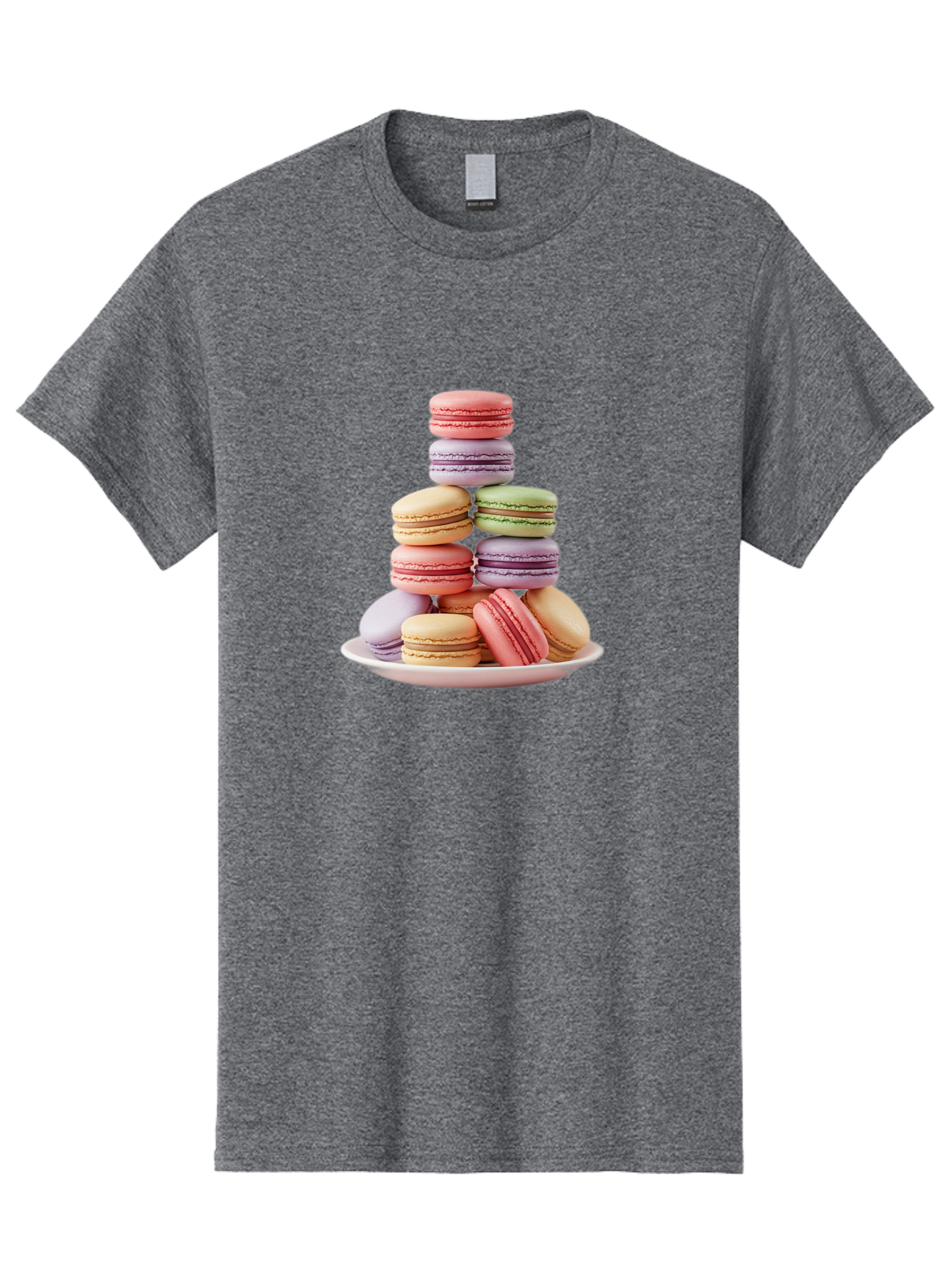 Macaron-Tower Men'S Graphic Tee, 100% Cotton, Comfortable Casual Summer Wear, Machine Washable, Colorful Macarons, Pastel Colors, Dessert Tower, French Patisserie, Sweet Treats, Macaron Stack, Vibrant Hues, Delicate Meringue, Baked Goods, Baa941