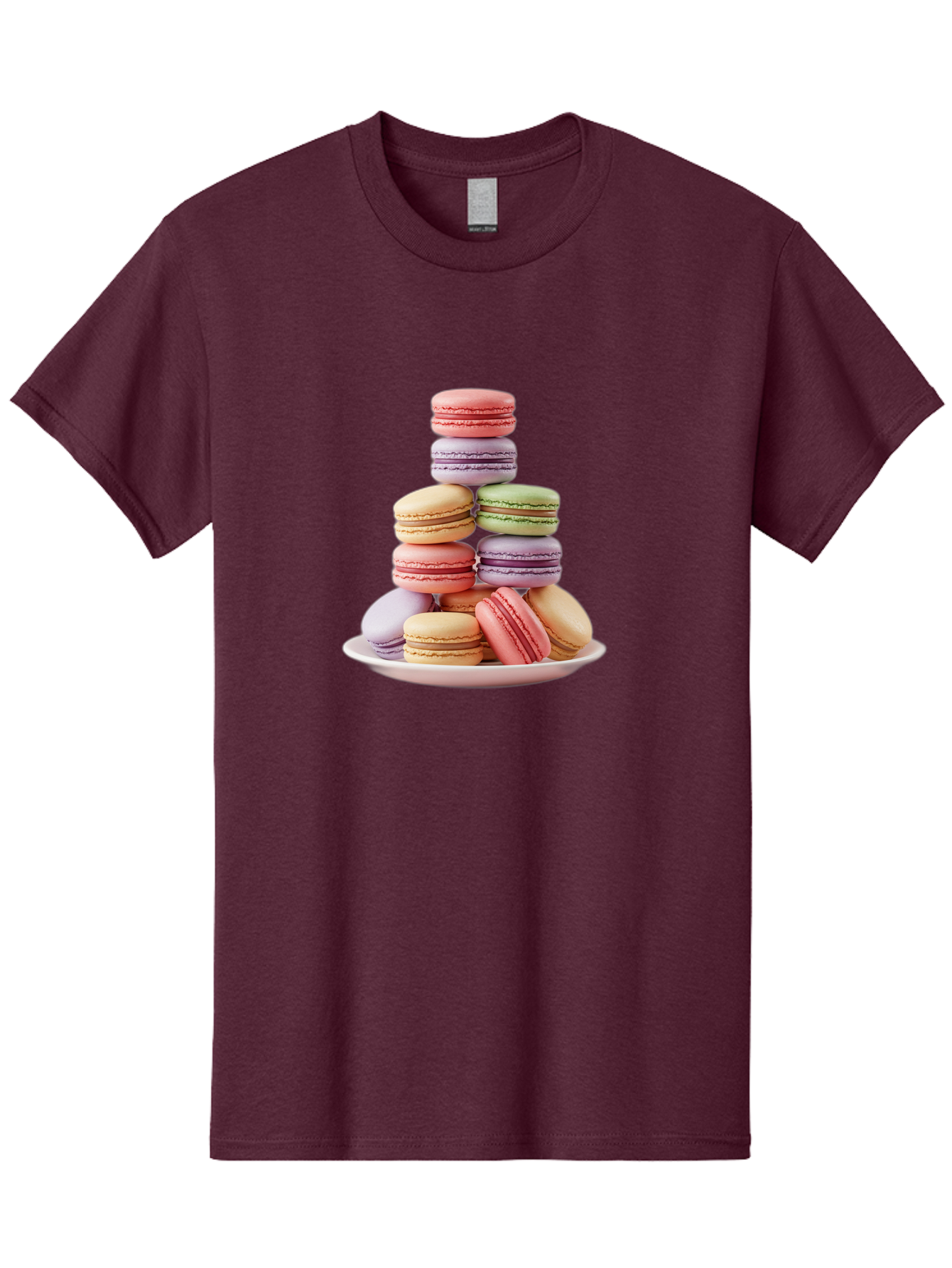 Macaron-Tower Men'S Graphic Tee, 100% Cotton, Comfortable Casual Summer Wear, Machine Washable, Colorful Macarons, Pastel Colors, Dessert Tower, French Patisserie, Sweet Treats, Macaron Stack, Vibrant Hues, Delicate Meringue, Baked Goods, Baa941