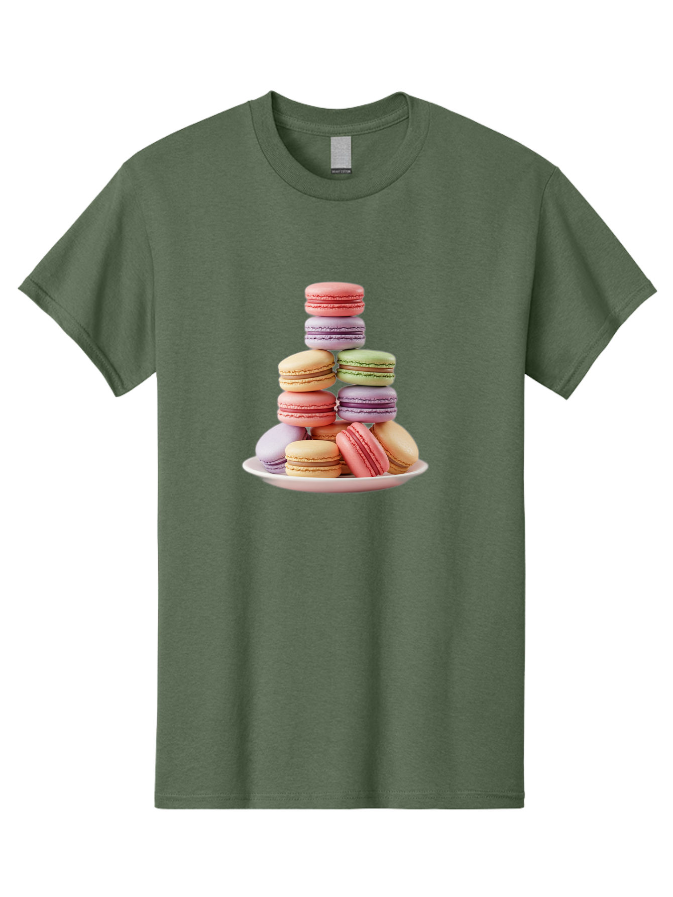 Macaron-Tower Men'S Graphic Tee, 100% Cotton, Comfortable Casual Summer Wear, Machine Washable, Colorful Macarons, Pastel Colors, Dessert Tower, French Patisserie, Sweet Treats, Macaron Stack, Vibrant Hues, Delicate Meringue, Baked Goods, Baa941