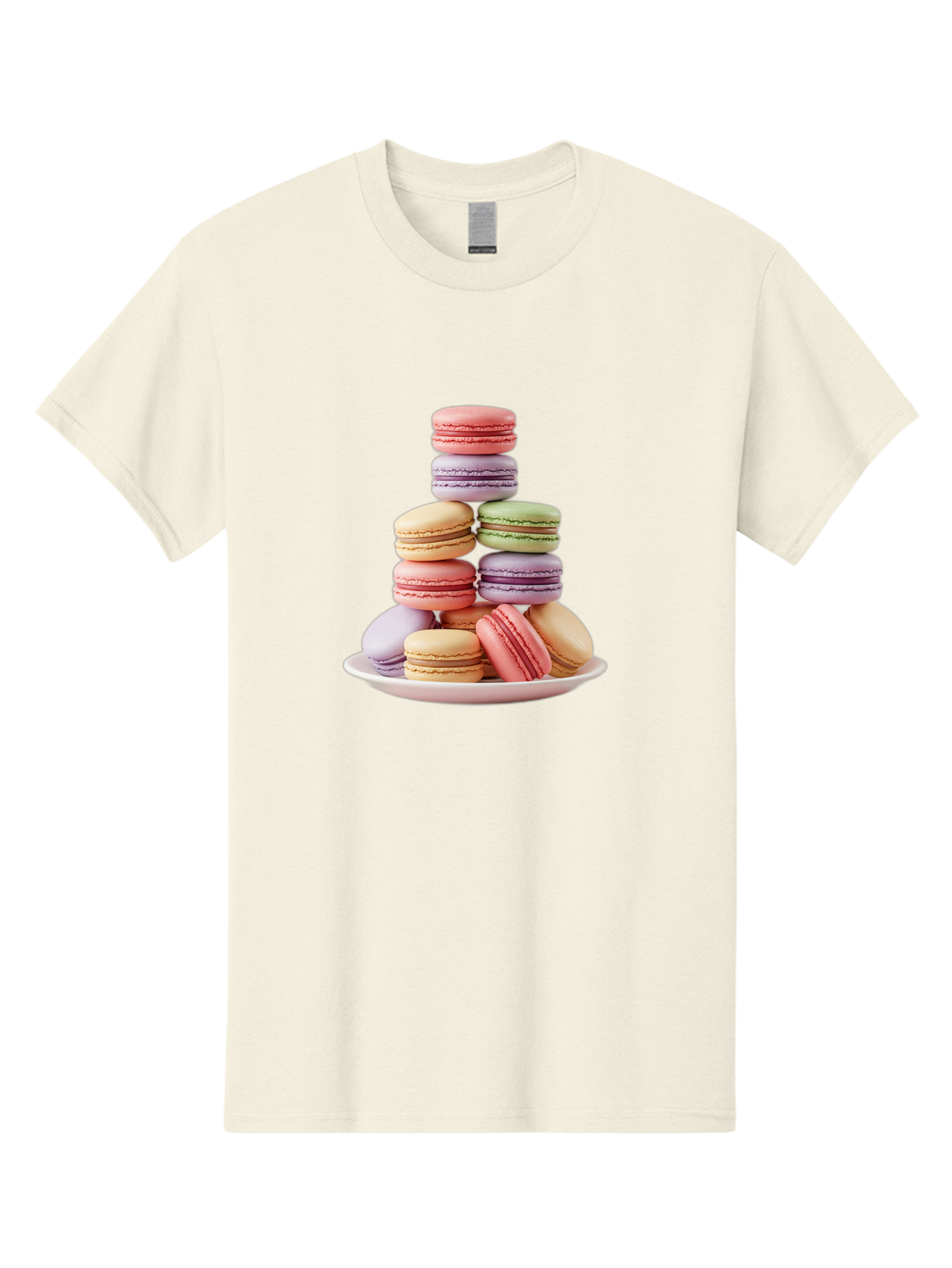 Macaron-Tower Men'S Graphic Tee, 100% Cotton, Comfortable Casual Summer Wear, Machine Washable, Colorful Macarons, Pastel Colors, Dessert Tower, French Patisserie, Sweet Treats, Macaron Stack, Vibrant Hues, Delicate Meringue, Baked Goods, Baa941