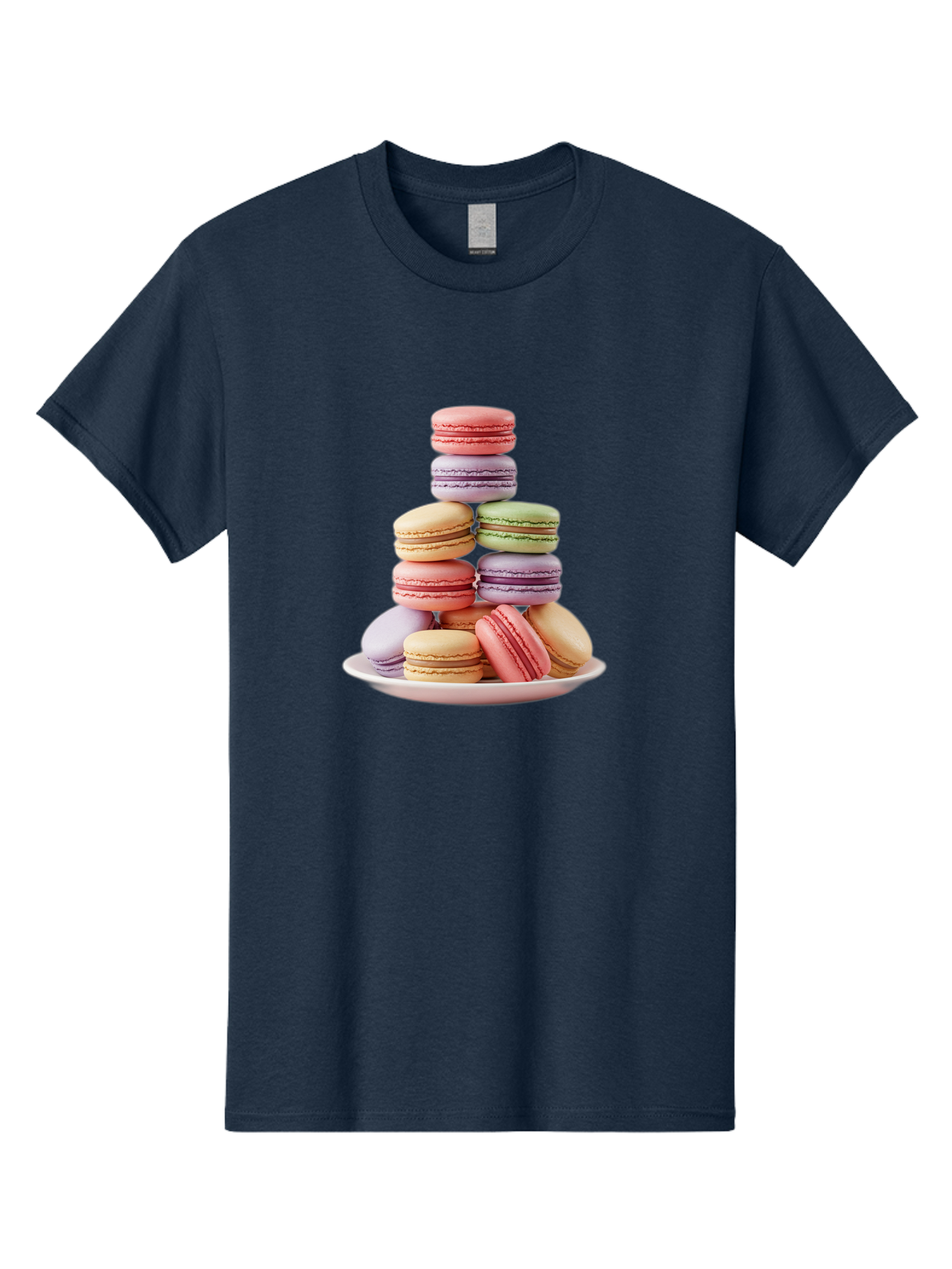 Macaron-Tower Men'S Graphic Tee, 100% Cotton, Comfortable Casual Summer Wear, Machine Washable, Colorful Macarons, Pastel Colors, Dessert Tower, French Patisserie, Sweet Treats, Macaron Stack, Vibrant Hues, Delicate Meringue, Baked Goods, Baa941