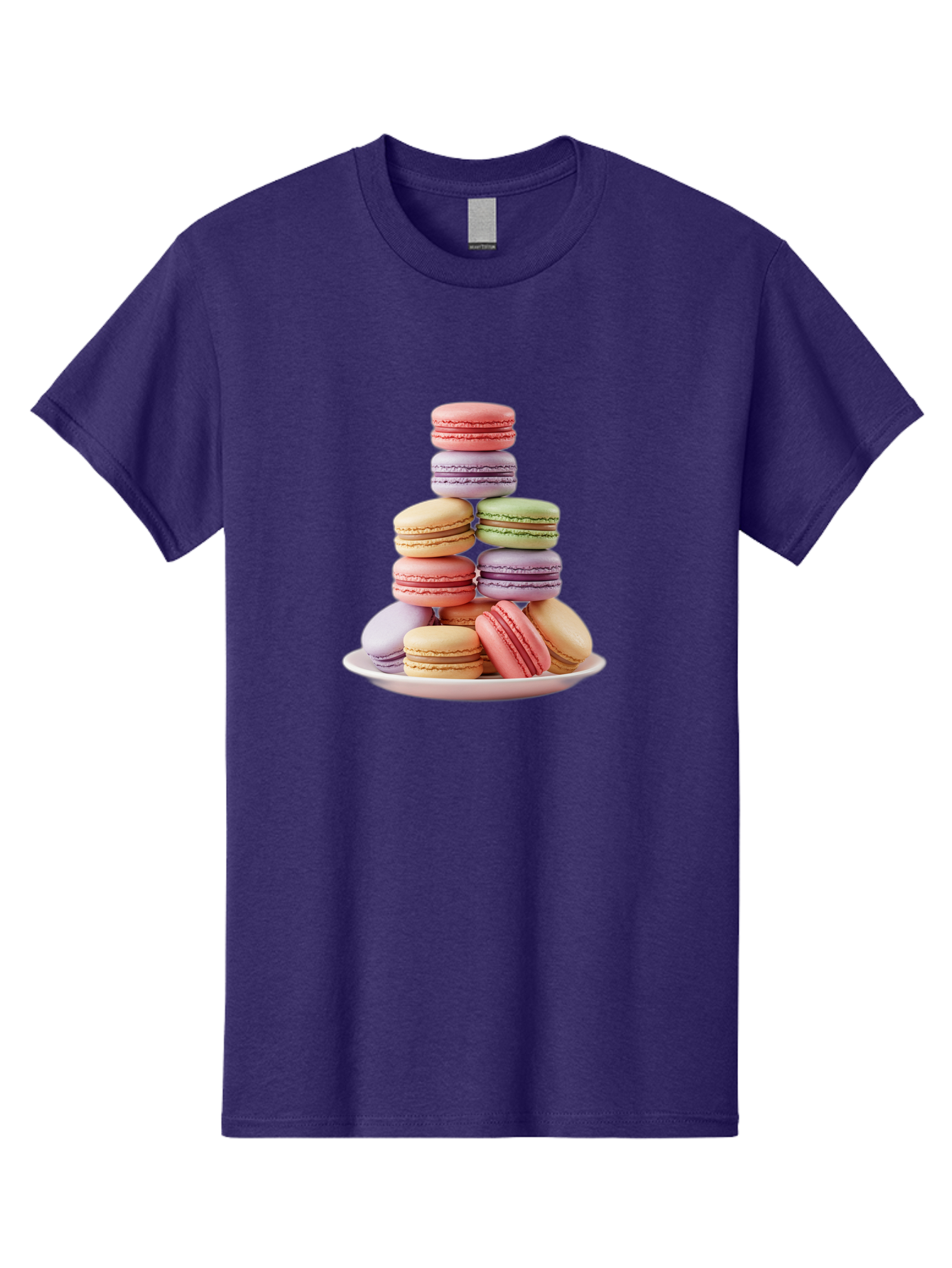 Macaron-Tower Men'S Graphic Tee, 100% Cotton, Comfortable Casual Summer Wear, Machine Washable, Colorful Macarons, Pastel Colors, Dessert Tower, French Patisserie, Sweet Treats, Macaron Stack, Vibrant Hues, Delicate Meringue, Baked Goods, Baa941