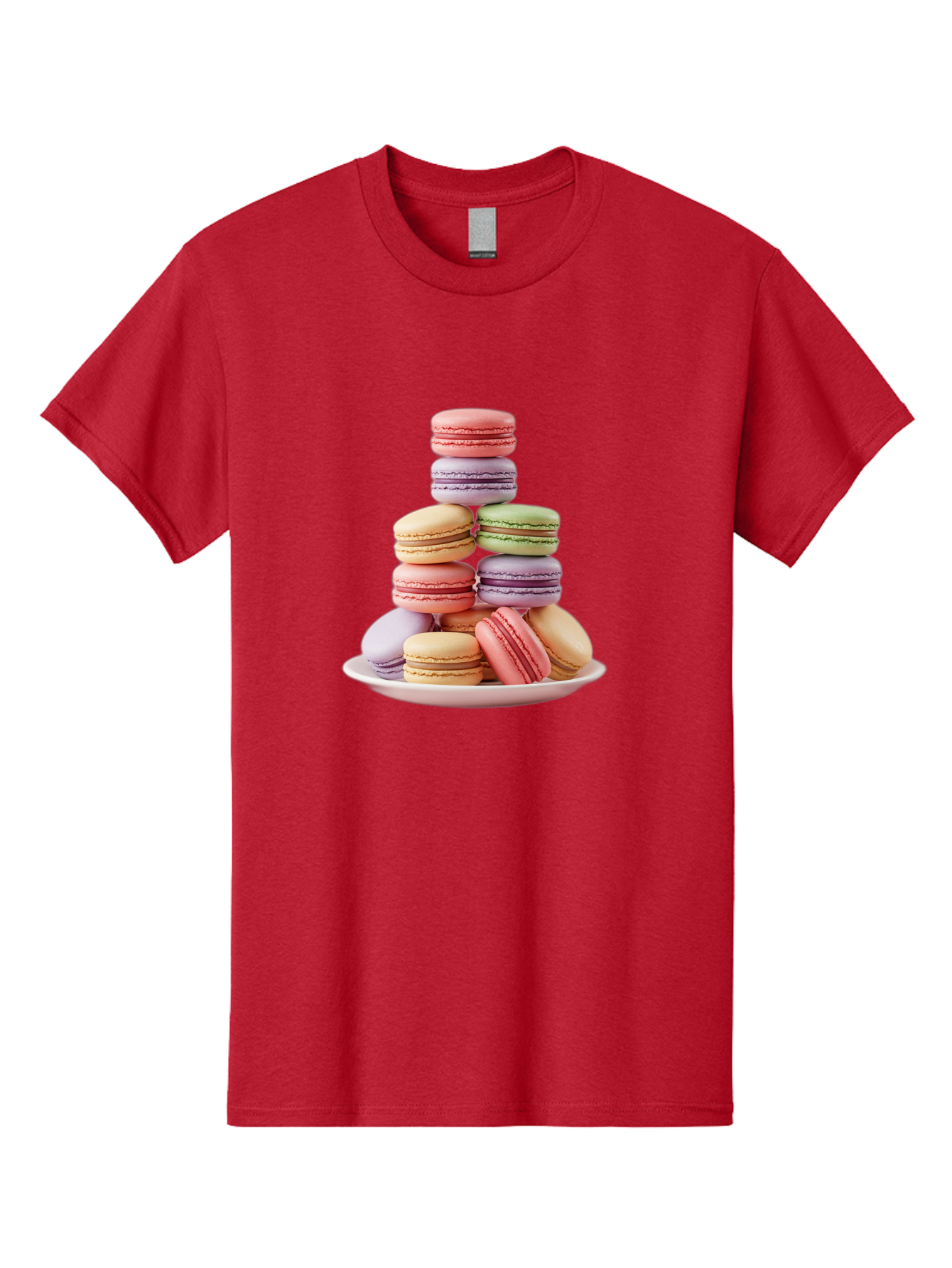 Macaron-Tower Men'S Graphic Tee, 100% Cotton, Comfortable Casual Summer Wear, Machine Washable, Colorful Macarons, Pastel Colors, Dessert Tower, French Patisserie, Sweet Treats, Macaron Stack, Vibrant Hues, Delicate Meringue, Baked Goods, Baa941