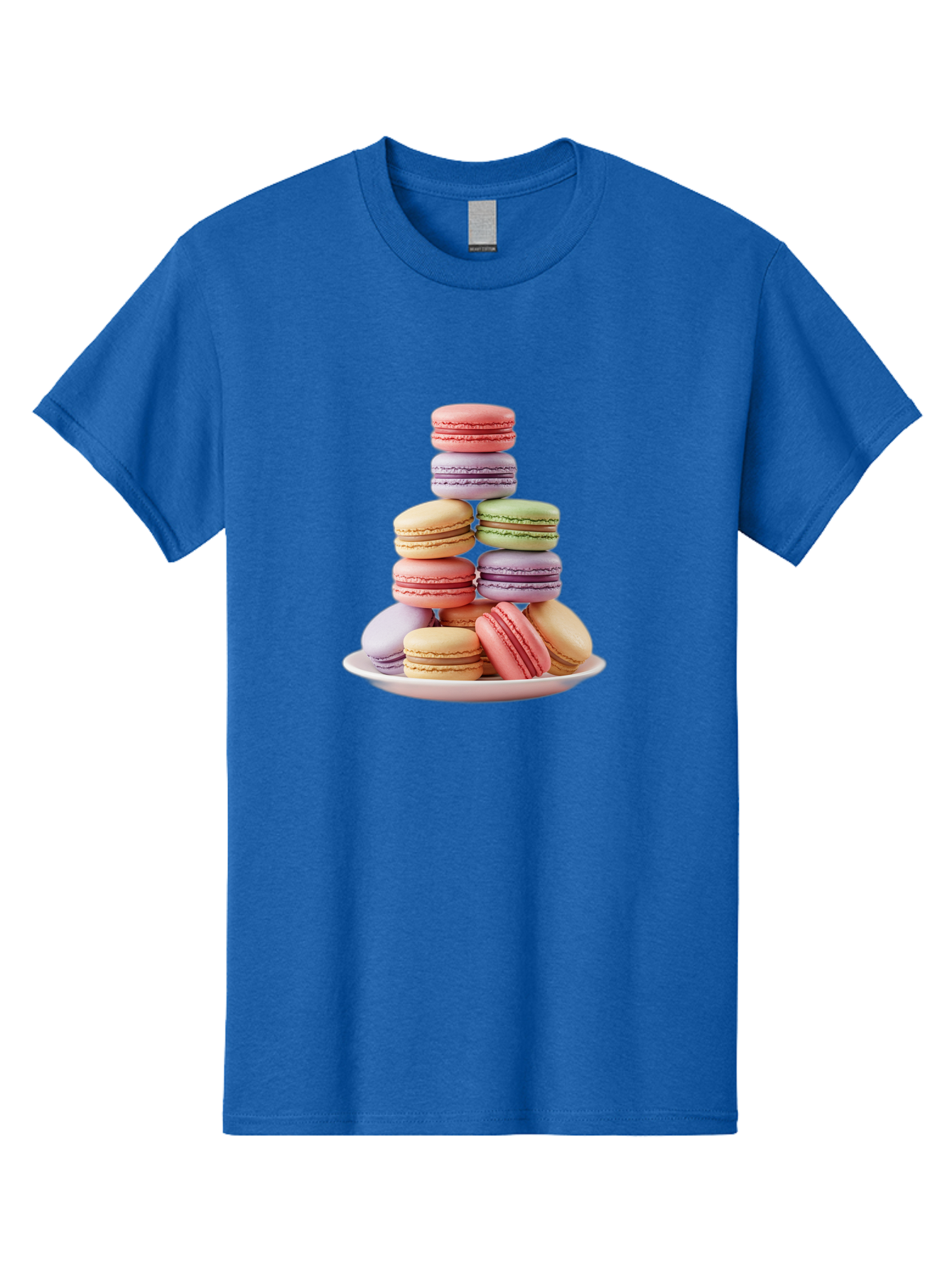 Macaron-Tower Men'S Graphic Tee, 100% Cotton, Comfortable Casual Summer Wear, Machine Washable, Colorful Macarons, Pastel Colors, Dessert Tower, French Patisserie, Sweet Treats, Macaron Stack, Vibrant Hues, Delicate Meringue, Baked Goods, Baa941