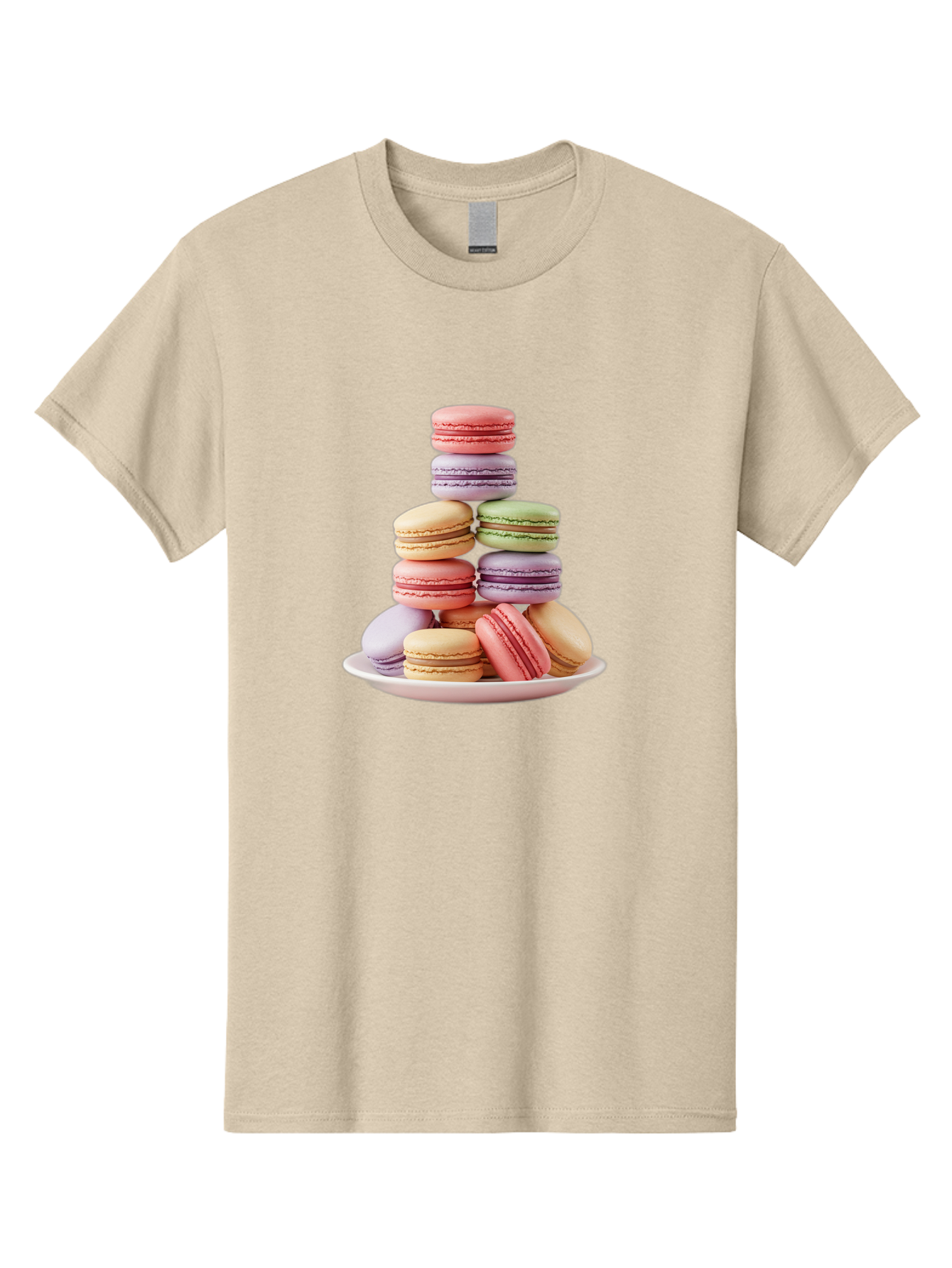 Macaron-Tower Men'S Graphic Tee, 100% Cotton, Comfortable Casual Summer Wear, Machine Washable, Colorful Macarons, Pastel Colors, Dessert Tower, French Patisserie, Sweet Treats, Macaron Stack, Vibrant Hues, Delicate Meringue, Baked Goods, Baa941