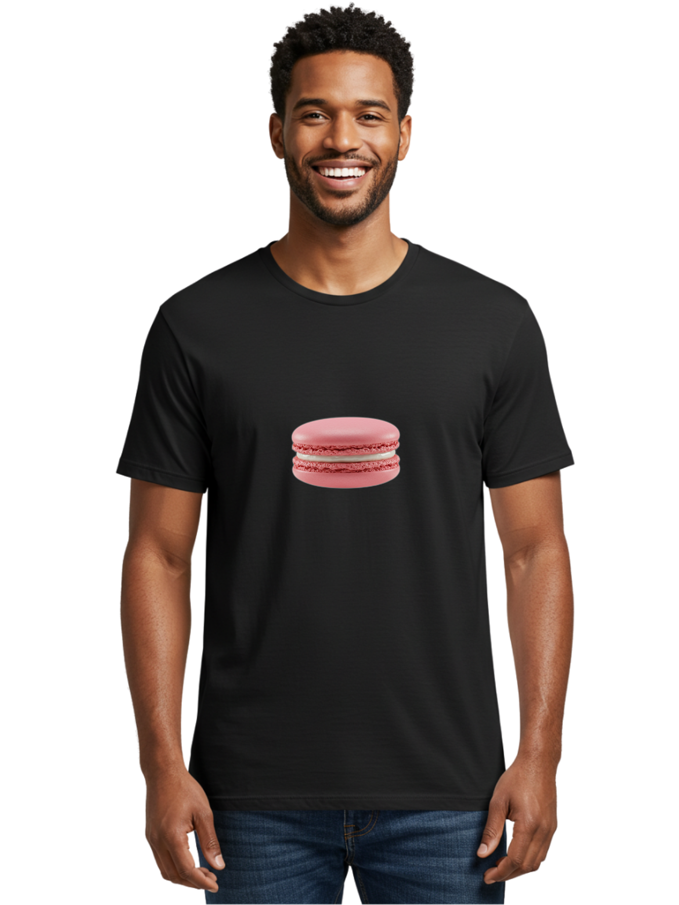 Macaron Men'S Graphic Tee, 100% Cotton, Comfortable Casual Summer Wear, Machine Washable, Pink Macaron, French Dessert, Sweet Treat, Meringue-Based Cookie, Creamy Filling, Delicate Texture, Pastel Colors, Bakery Delights, Sweet Indulgence, Baa942