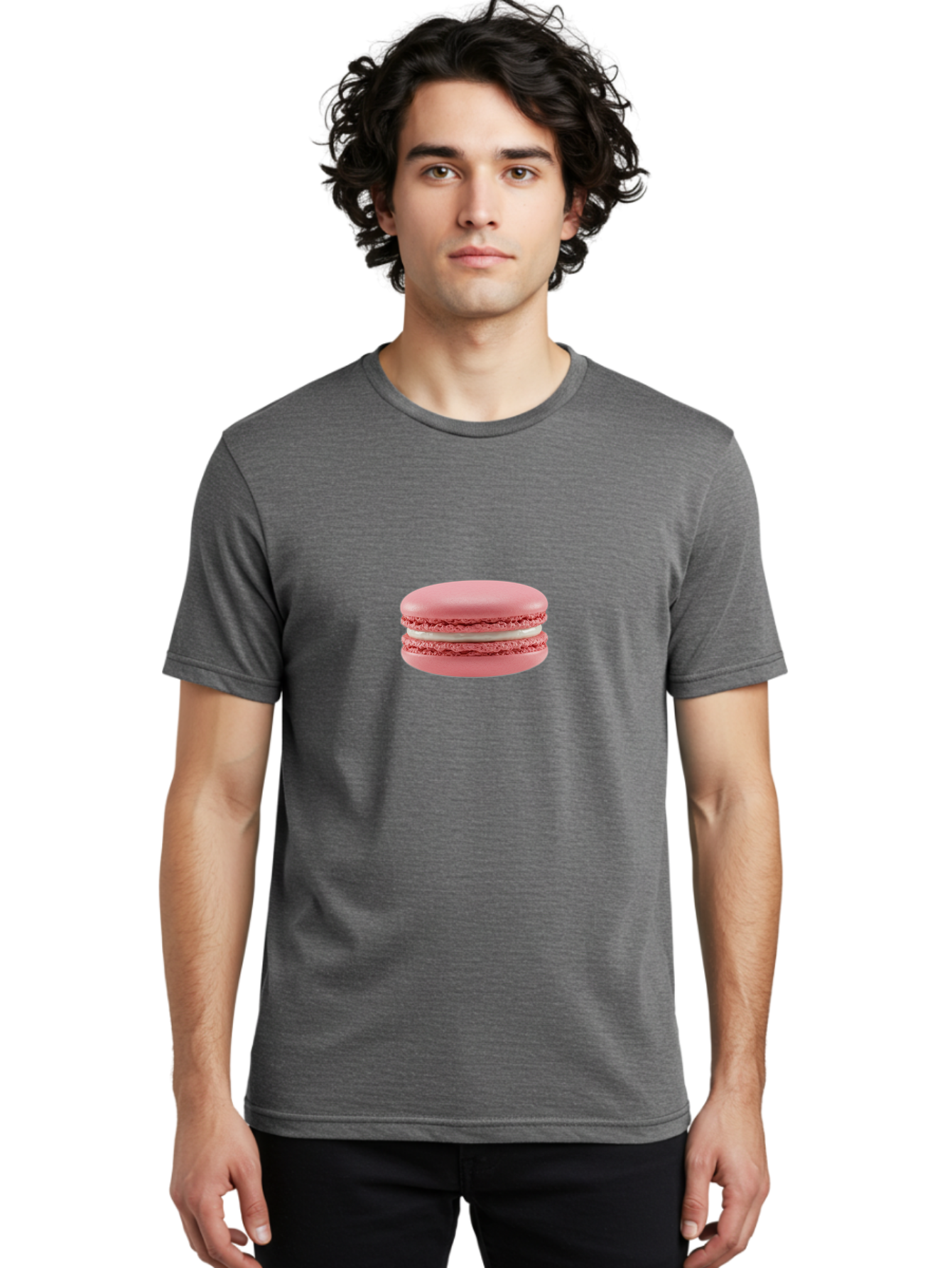 Macaron Men'S Graphic Tee, 100% Cotton, Comfortable Casual Summer Wear, Machine Washable, Pink Macaron, French Dessert, Sweet Treat, Meringue-Based Cookie, Creamy Filling, Delicate Texture, Pastel Colors, Bakery Delights, Sweet Indulgence, Baa942