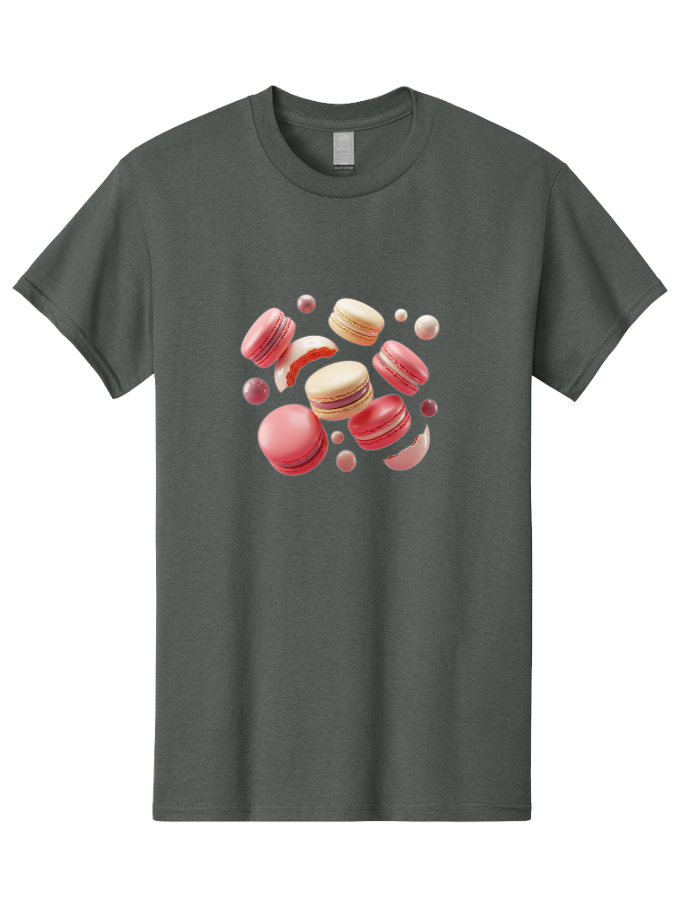 Macarons-10 Men'S Graphic Tee, 100% Cotton, Comfortable Casual Summer Wear, Machine Washable, Pink And White Macarons, Assorted Desserts, Sweet Treats, French Pastries, Macaron Filling, Dessert Art, Food Photography, Sweet Indulgence, Baa944
