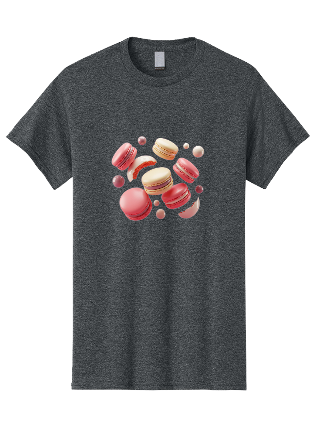 Macarons-10 Men'S Graphic Tee, 100% Cotton, Comfortable Casual Summer Wear, Machine Washable, Pink And White Macarons, Assorted Desserts, Sweet Treats, French Pastries, Macaron Filling, Dessert Art, Food Photography, Sweet Indulgence, Baa944