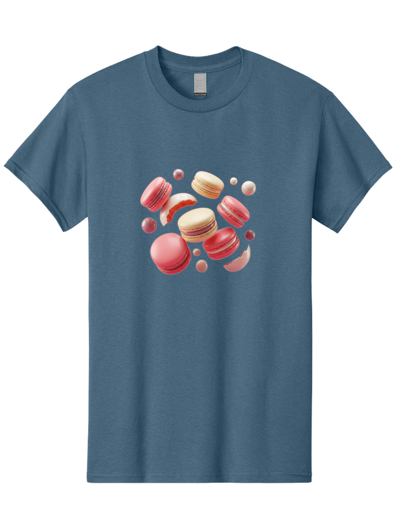 Macarons-10 Men'S Graphic Tee, 100% Cotton, Comfortable Casual Summer Wear, Machine Washable, Pink And White Macarons, Assorted Desserts, Sweet Treats, French Pastries, Macaron Filling, Dessert Art, Food Photography, Sweet Indulgence, Baa944