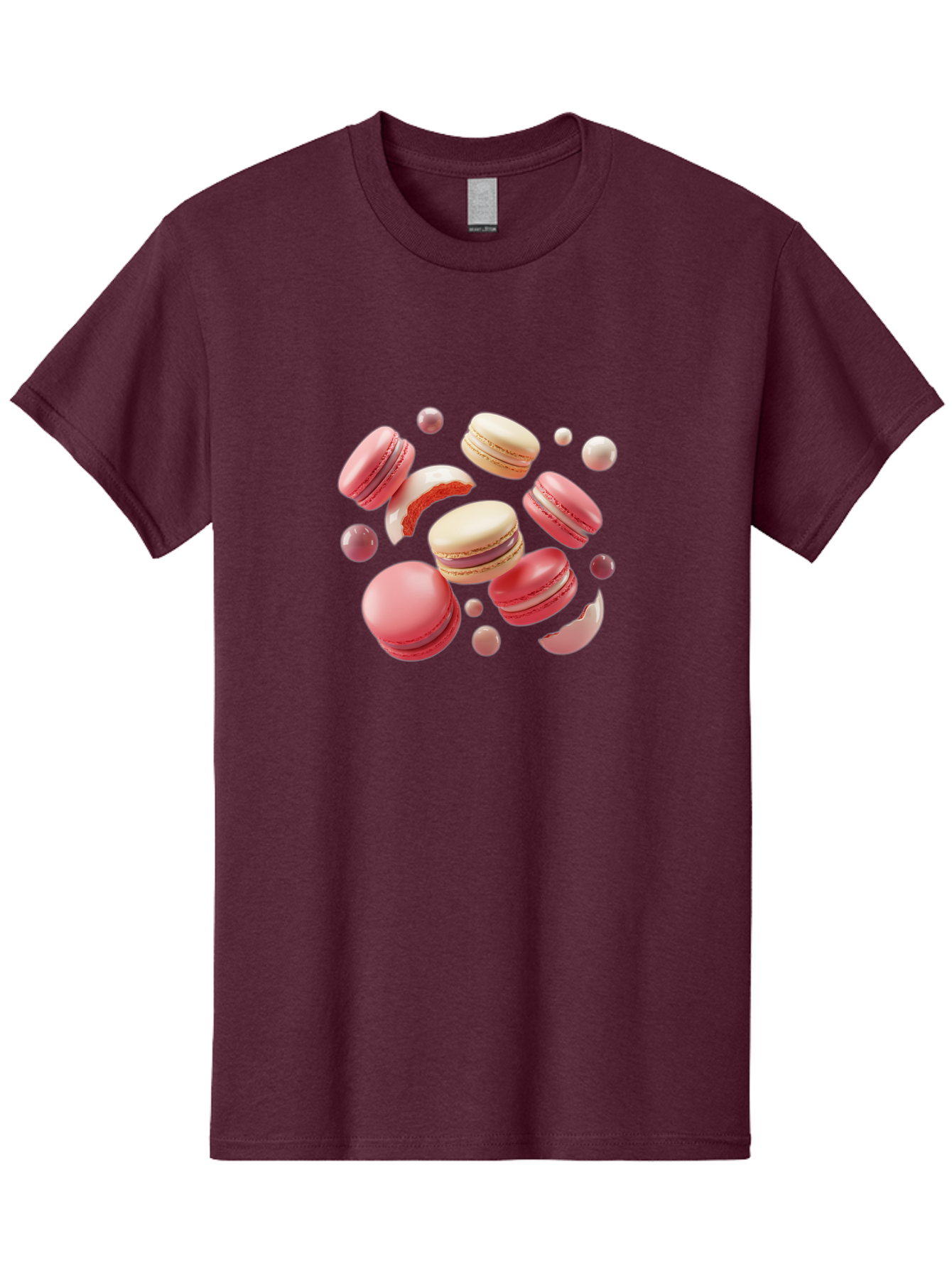 Macarons-10 Men'S Graphic Tee, 100% Cotton, Comfortable Casual Summer Wear, Machine Washable, Pink And White Macarons, Assorted Desserts, Sweet Treats, French Pastries, Macaron Filling, Dessert Art, Food Photography, Sweet Indulgence, Baa944