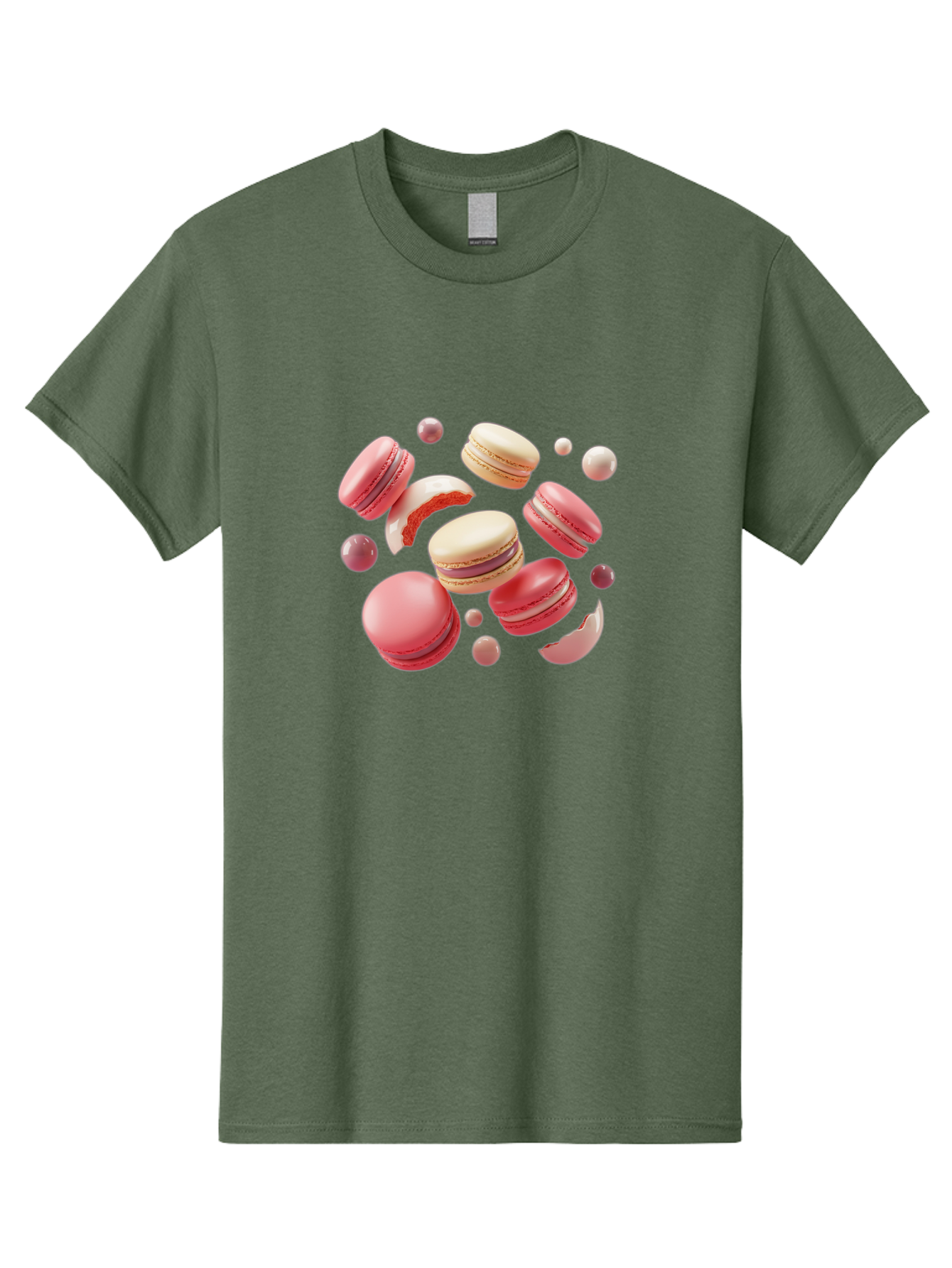 Macarons-10 Men'S Graphic Tee, 100% Cotton, Comfortable Casual Summer Wear, Machine Washable, Pink And White Macarons, Assorted Desserts, Sweet Treats, French Pastries, Macaron Filling, Dessert Art, Food Photography, Sweet Indulgence, Baa944