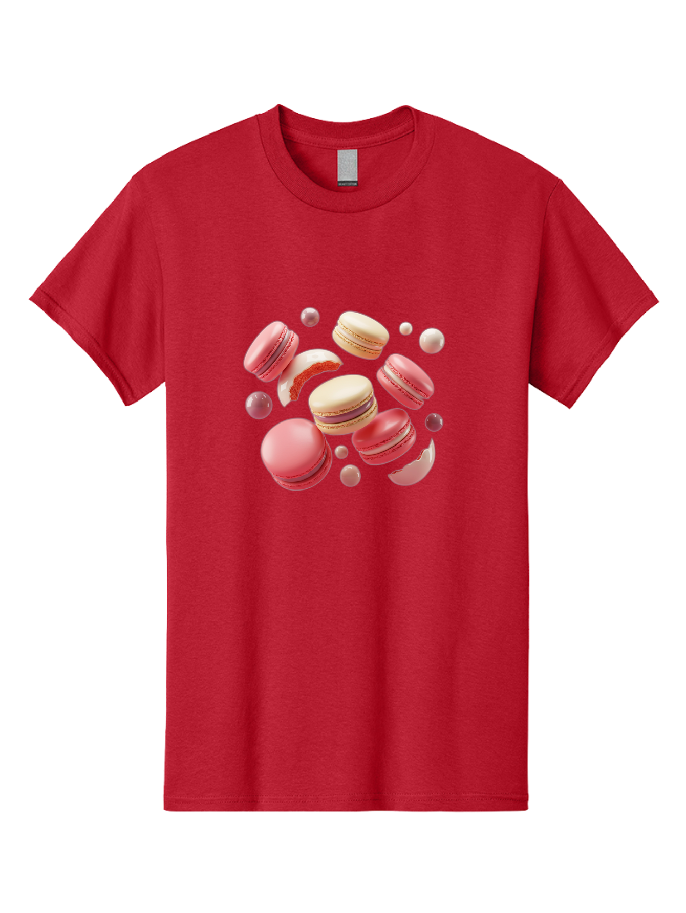 Macarons-10 Men'S Graphic Tee, 100% Cotton, Comfortable Casual Summer Wear, Machine Washable, Pink And White Macarons, Assorted Desserts, Sweet Treats, French Pastries, Macaron Filling, Dessert Art, Food Photography, Sweet Indulgence, Baa944
