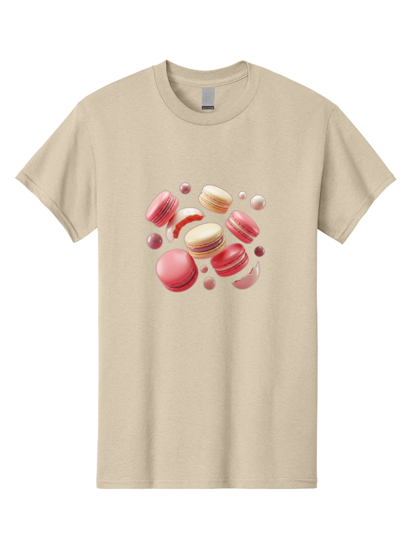Macarons-10 Men'S Graphic Tee, 100% Cotton, Comfortable Casual Summer Wear, Machine Washable, Pink And White Macarons, Assorted Desserts, Sweet Treats, French Pastries, Macaron Filling, Dessert Art, Food Photography, Sweet Indulgence, Baa944