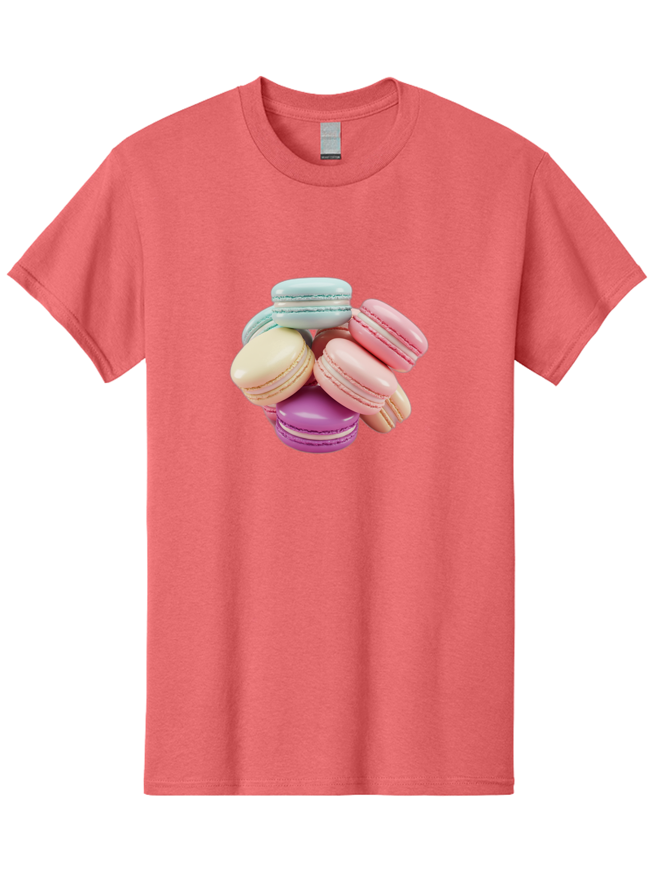 Macarons-11 Men'S Graphic Tee, 100% Cotton, Comfortable Casual Summer Wear, Machine Washable, Colorful Macarons, Pastel-Colored Desserts, Sweet Treats, French Patisserie, Delicate Meringue-Based Cookies, Creamy Fillings, Vibrant Colors, Baa945
