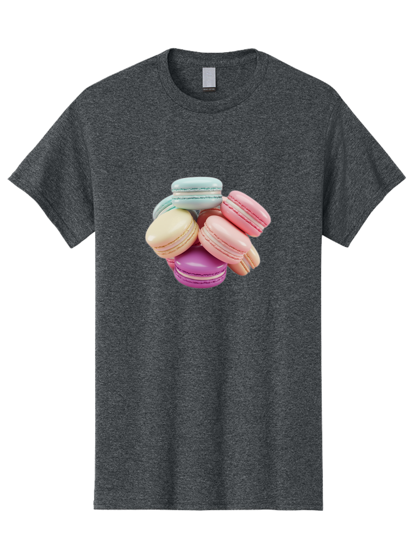 Macarons-11 Men'S Graphic Tee, 100% Cotton, Comfortable Casual Summer Wear, Machine Washable, Colorful Macarons, Pastel-Colored Desserts, Sweet Treats, French Patisserie, Delicate Meringue-Based Cookies, Creamy Fillings, Vibrant Colors, Baa945