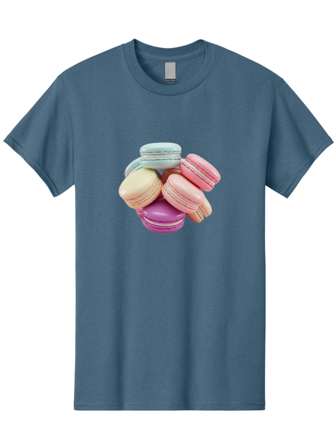 Macarons-11 Men'S Graphic Tee, 100% Cotton, Comfortable Casual Summer Wear, Machine Washable, Colorful Macarons, Pastel-Colored Desserts, Sweet Treats, French Patisserie, Delicate Meringue-Based Cookies, Creamy Fillings, Vibrant Colors, Baa945