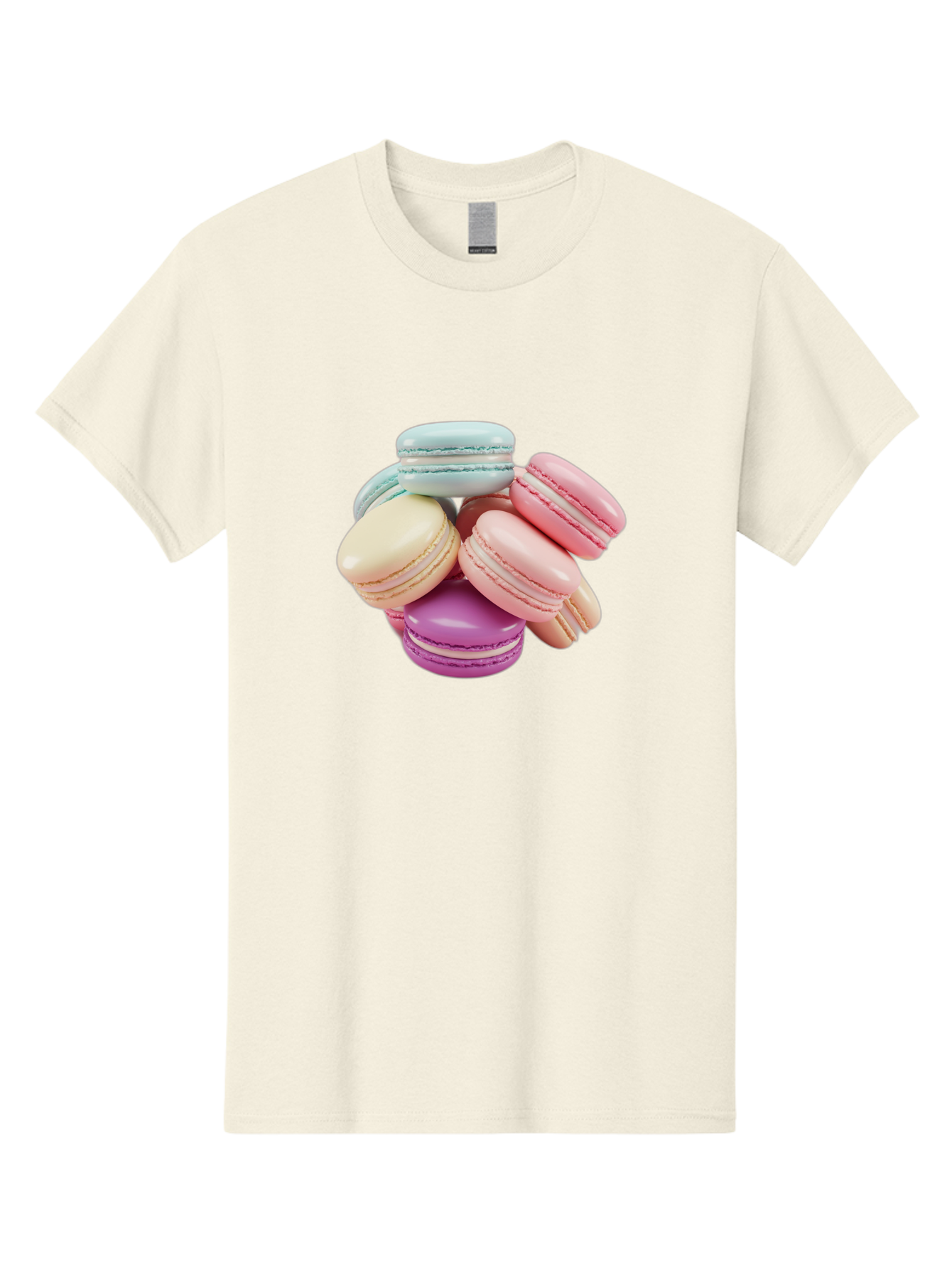 Macarons-11 Men'S Graphic Tee, 100% Cotton, Comfortable Casual Summer Wear, Machine Washable, Colorful Macarons, Pastel-Colored Desserts, Sweet Treats, French Patisserie, Delicate Meringue-Based Cookies, Creamy Fillings, Vibrant Colors, Baa945