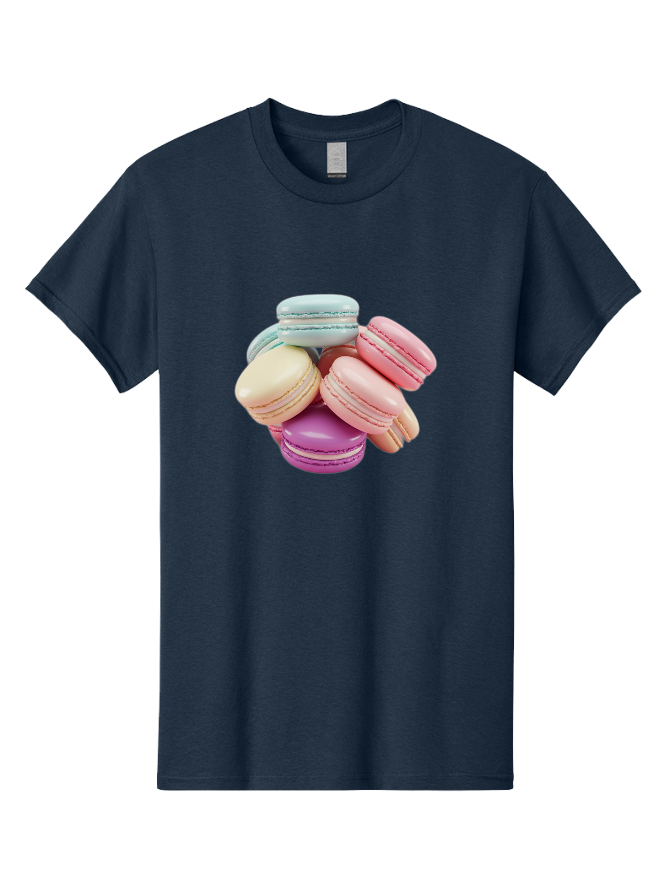 Macarons-11 Men'S Graphic Tee, 100% Cotton, Comfortable Casual Summer Wear, Machine Washable, Colorful Macarons, Pastel-Colored Desserts, Sweet Treats, French Patisserie, Delicate Meringue-Based Cookies, Creamy Fillings, Vibrant Colors, Baa945