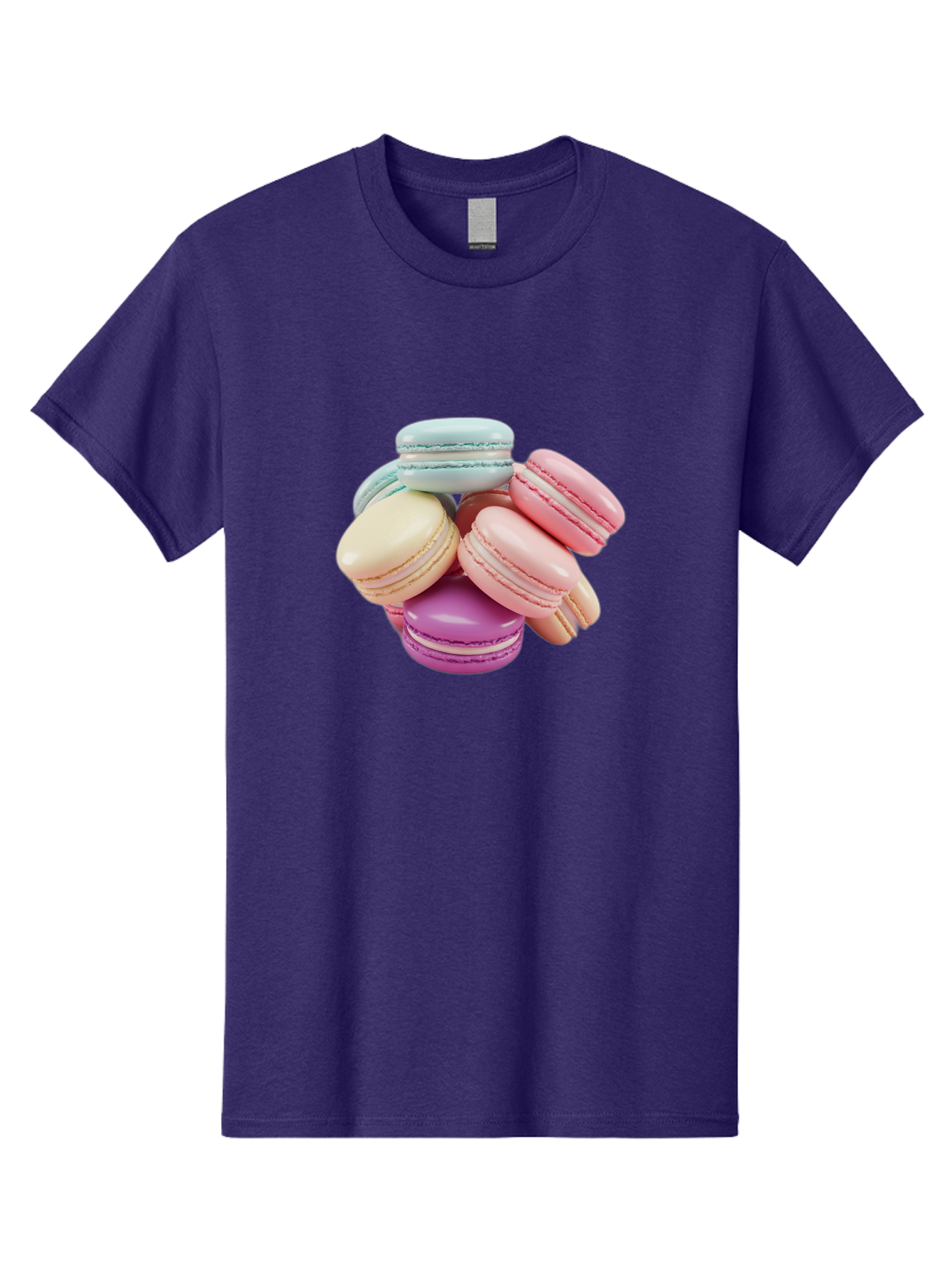 Macarons-11 Men'S Graphic Tee, 100% Cotton, Comfortable Casual Summer Wear, Machine Washable, Colorful Macarons, Pastel-Colored Desserts, Sweet Treats, French Patisserie, Delicate Meringue-Based Cookies, Creamy Fillings, Vibrant Colors, Baa945