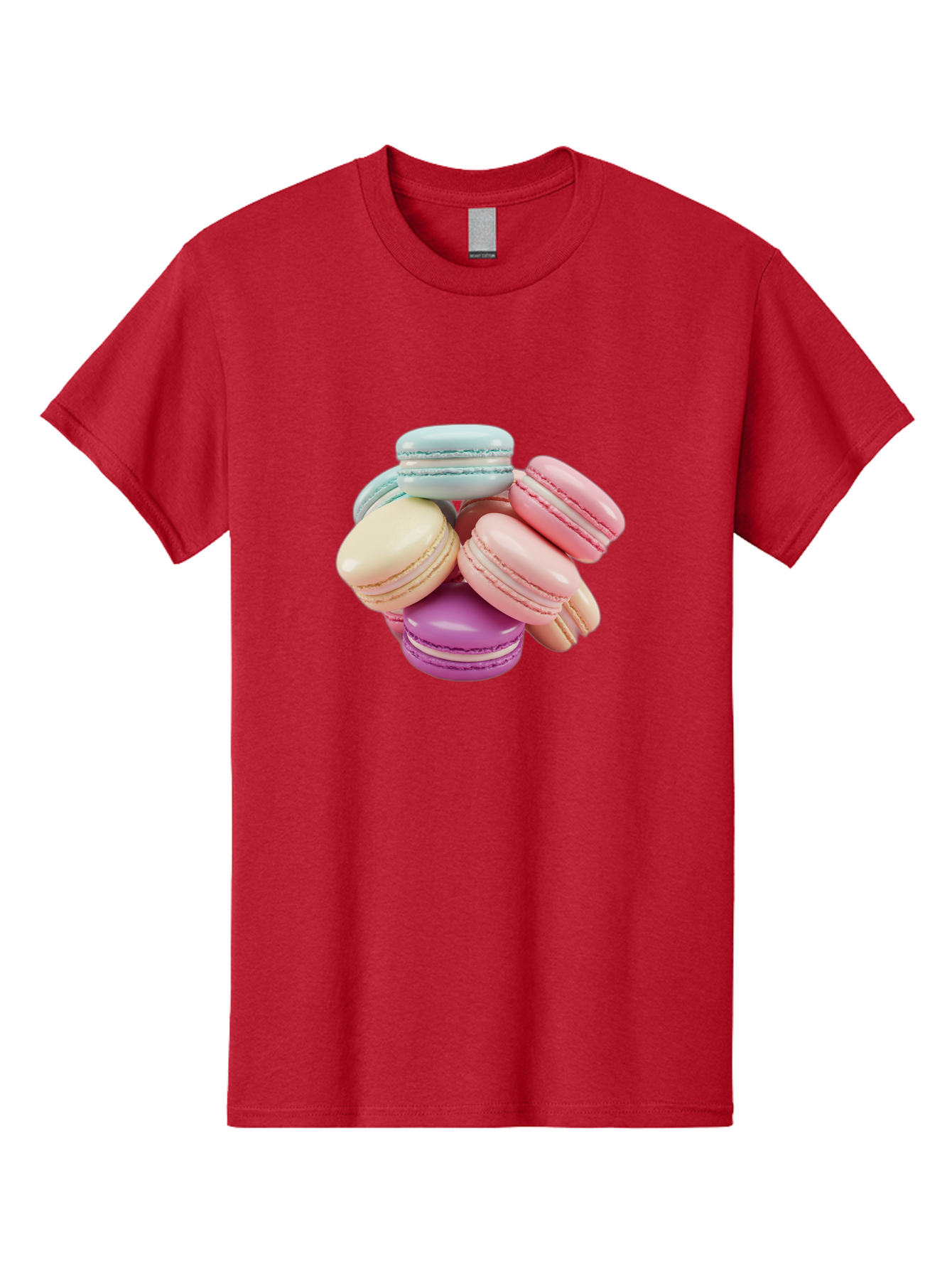 Macarons-11 Men'S Graphic Tee, 100% Cotton, Comfortable Casual Summer Wear, Machine Washable, Colorful Macarons, Pastel-Colored Desserts, Sweet Treats, French Patisserie, Delicate Meringue-Based Cookies, Creamy Fillings, Vibrant Colors, Baa945