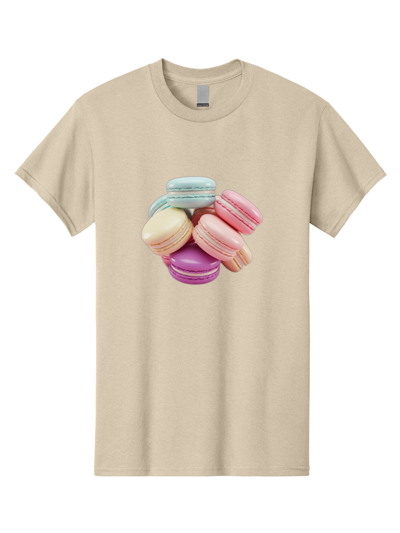 Macarons-11 Men'S Graphic Tee, 100% Cotton, Comfortable Casual Summer Wear, Machine Washable, Colorful Macarons, Pastel-Colored Desserts, Sweet Treats, French Patisserie, Delicate Meringue-Based Cookies, Creamy Fillings, Vibrant Colors, Baa945