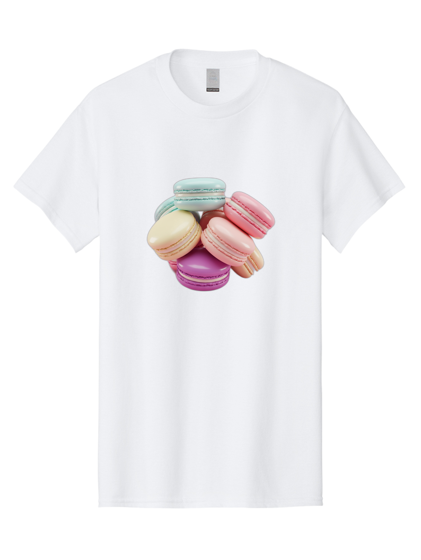 Macarons-11 Men'S Graphic Tee, 100% Cotton, Comfortable Casual Summer Wear, Machine Washable, Colorful Macarons, Pastel-Colored Desserts, Sweet Treats, French Patisserie, Delicate Meringue-Based Cookies, Creamy Fillings, Vibrant Colors, Baa945