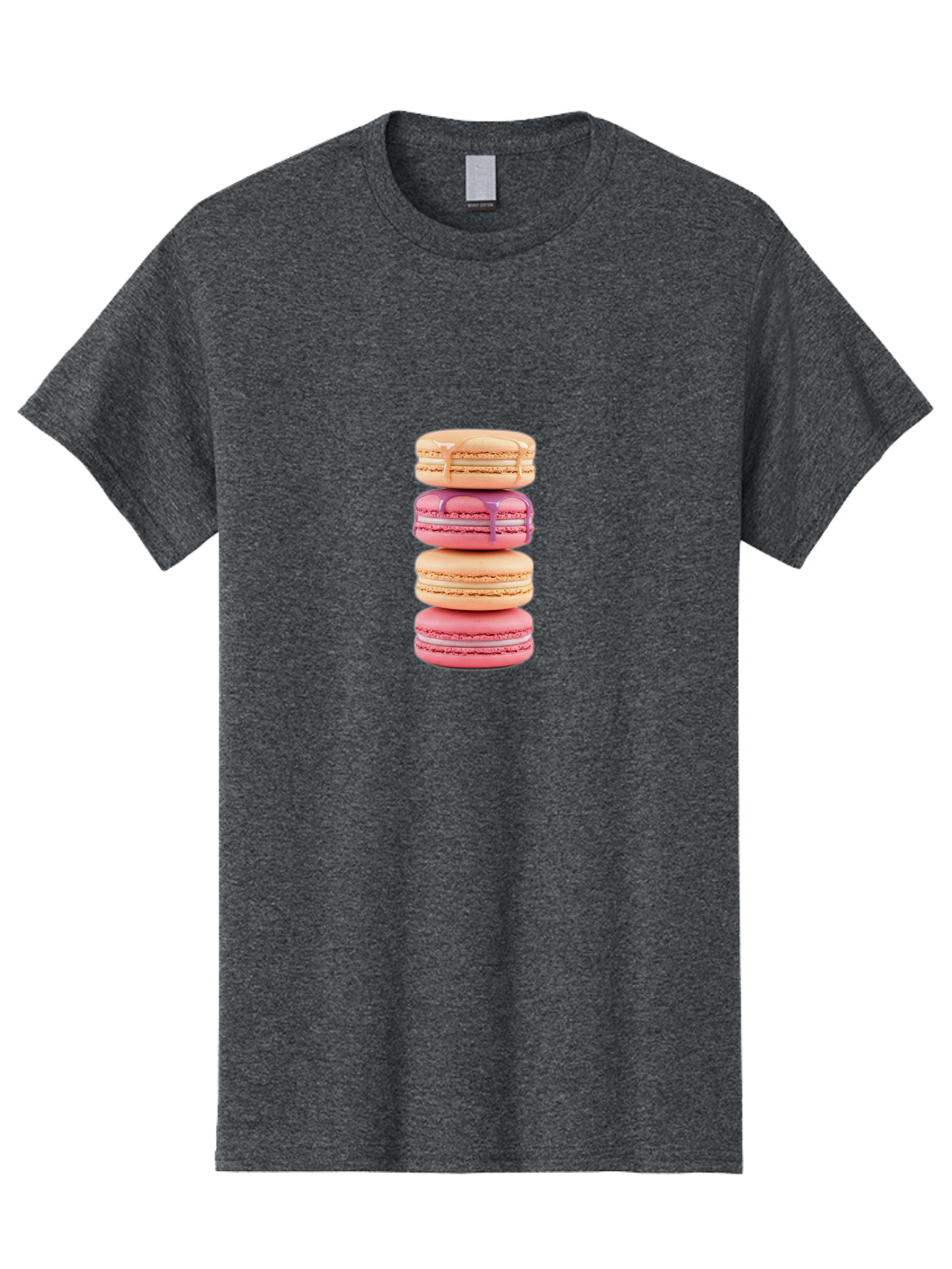 Macarons-2 Men'S Graphic Tee, 100% Cotton, Comfortable Casual Summer Wear, Machine Washable, Stacked Macarons, Pastel Colors, Pink And Beige Macarons, Vibrant Dessert, Sweet Treats, French Patisserie, Delicate Meringue-Based Cookies, Baa946