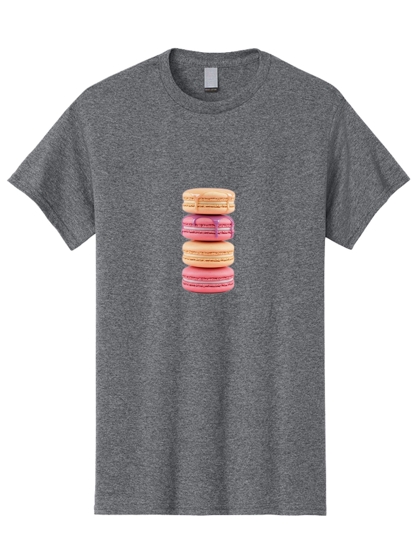 Macarons-2 Men'S Graphic Tee, 100% Cotton, Comfortable Casual Summer Wear, Machine Washable, Stacked Macarons, Pastel Colors, Pink And Beige Macarons, Vibrant Dessert, Sweet Treats, French Patisserie, Delicate Meringue-Based Cookies, Baa946