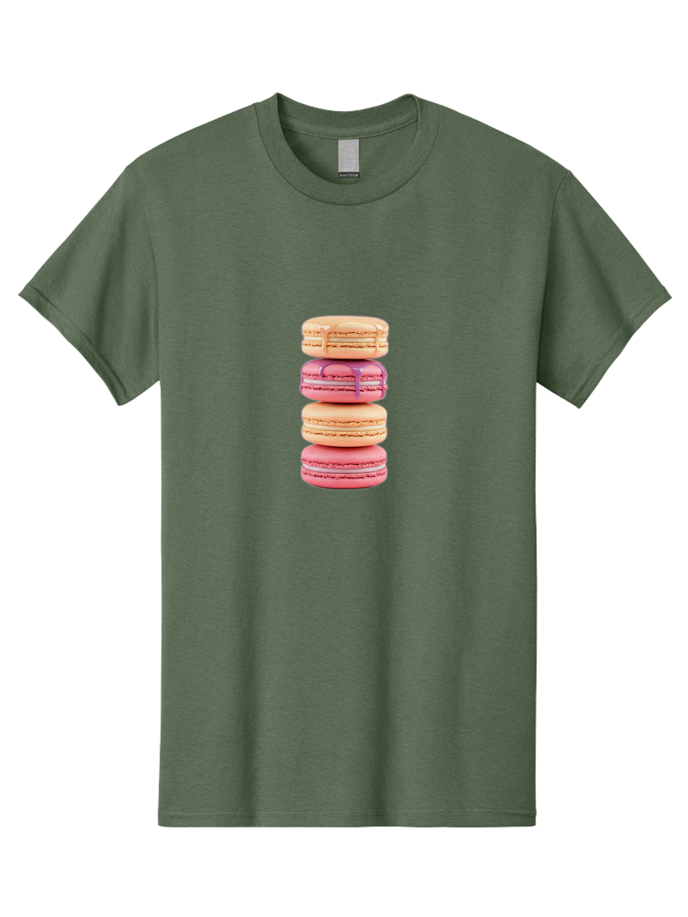 Macarons-2 Men'S Graphic Tee, 100% Cotton, Comfortable Casual Summer Wear, Machine Washable, Stacked Macarons, Pastel Colors, Pink And Beige Macarons, Vibrant Dessert, Sweet Treats, French Patisserie, Delicate Meringue-Based Cookies, Baa946