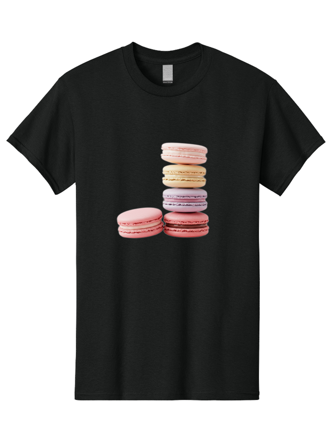 Macarons-3 Men'S Graphic Tee, 100% Cotton, Comfortable Casual Summer Wear, Machine Washable, Stacked Macarons, Pastel Colors, Pink, Purple, Beige, Dessert, Sweet Treats, French Macarons, Delicate Meringue-Based Cookies, Creamy Fillings, Baa947