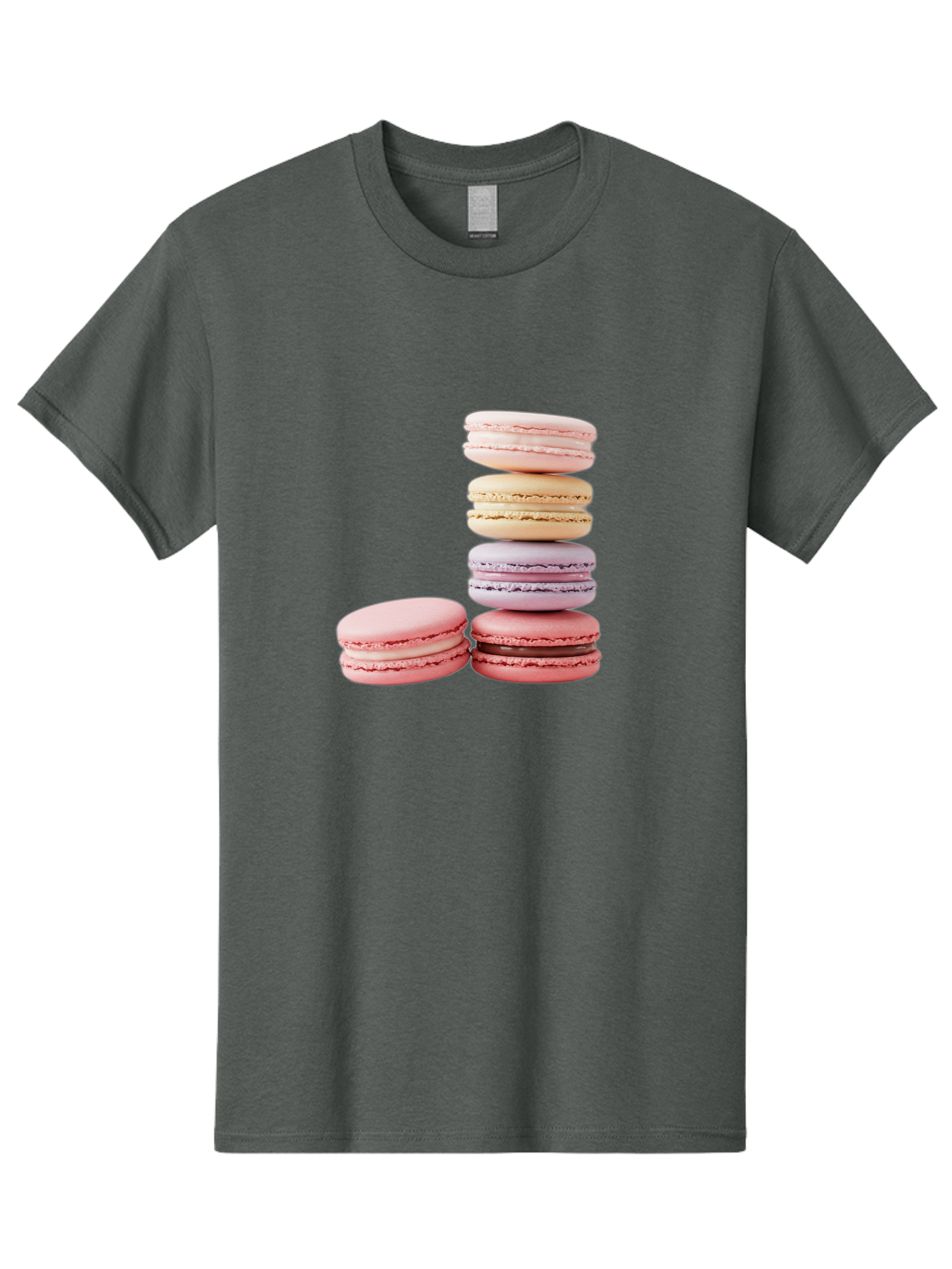 Macarons-3 Men'S Graphic Tee, 100% Cotton, Comfortable Casual Summer Wear, Machine Washable, Stacked Macarons, Pastel Colors, Pink, Purple, Beige, Dessert, Sweet Treats, French Macarons, Delicate Meringue-Based Cookies, Creamy Fillings, Baa947