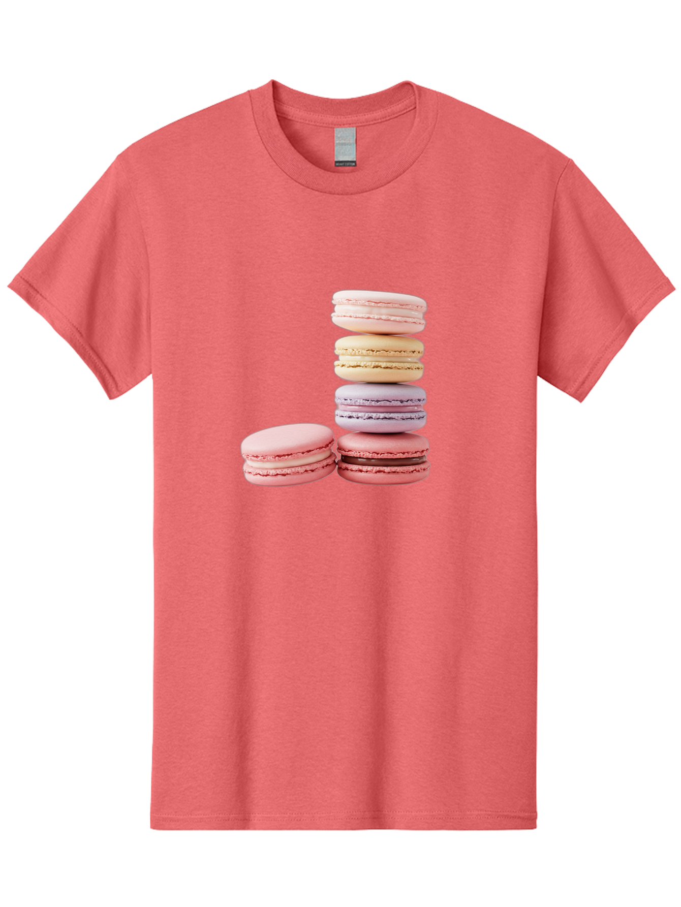 Macarons-3 Men'S Graphic Tee, 100% Cotton, Comfortable Casual Summer Wear, Machine Washable, Stacked Macarons, Pastel Colors, Pink, Purple, Beige, Dessert, Sweet Treats, French Macarons, Delicate Meringue-Based Cookies, Creamy Fillings, Baa947