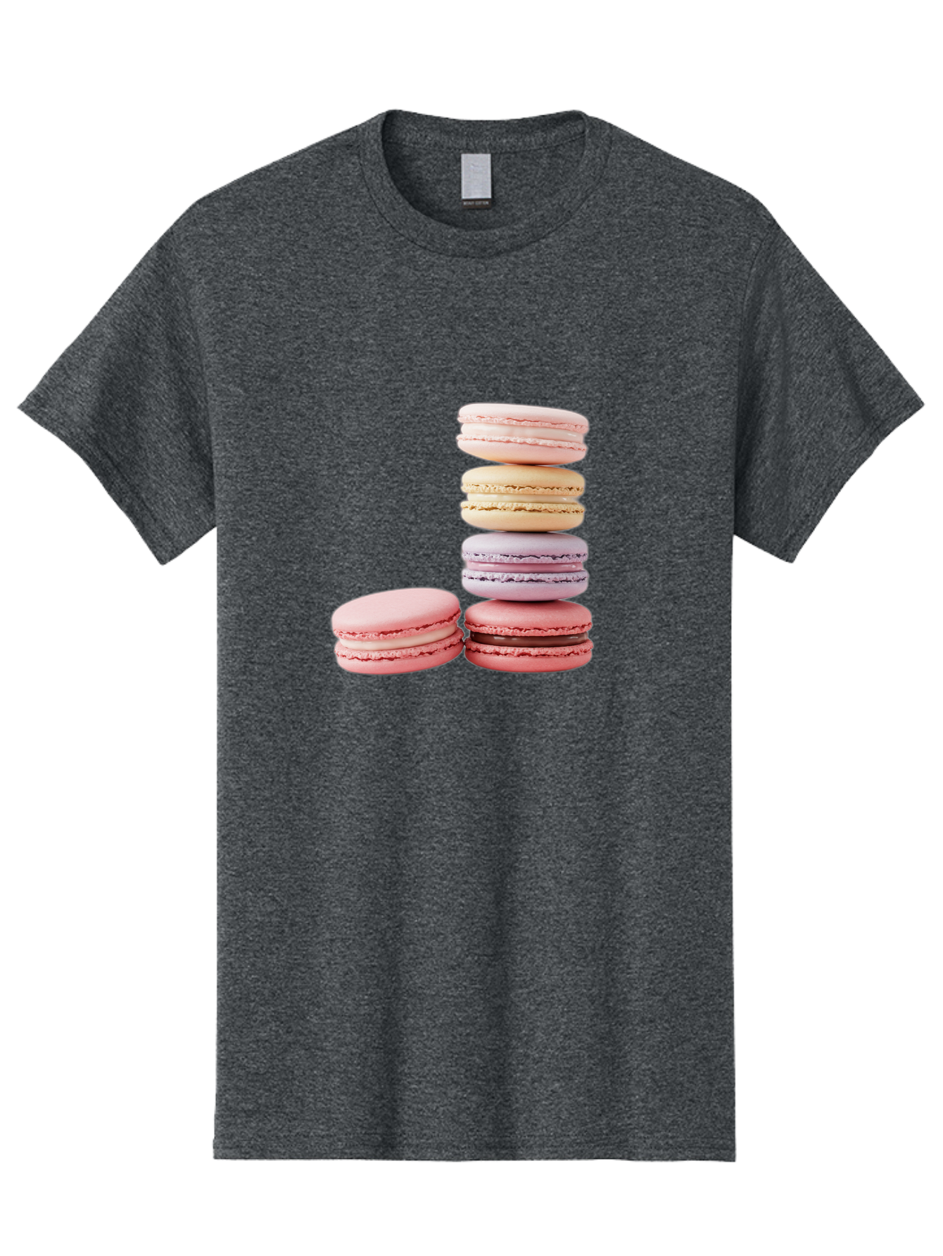 Macarons-3 Men'S Graphic Tee, 100% Cotton, Comfortable Casual Summer Wear, Machine Washable, Stacked Macarons, Pastel Colors, Pink, Purple, Beige, Dessert, Sweet Treats, French Macarons, Delicate Meringue-Based Cookies, Creamy Fillings, Baa947