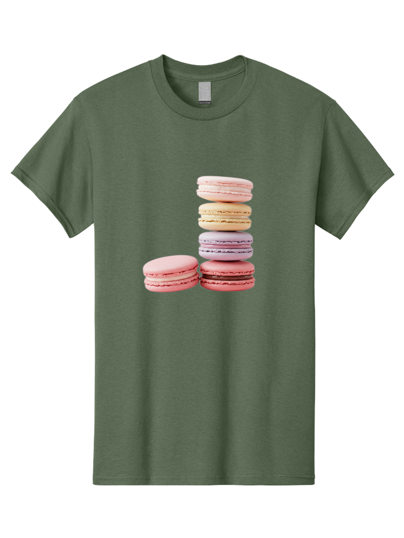 Macarons-3 Men'S Graphic Tee, 100% Cotton, Comfortable Casual Summer Wear, Machine Washable, Stacked Macarons, Pastel Colors, Pink, Purple, Beige, Dessert, Sweet Treats, French Macarons, Delicate Meringue-Based Cookies, Creamy Fillings, Baa947