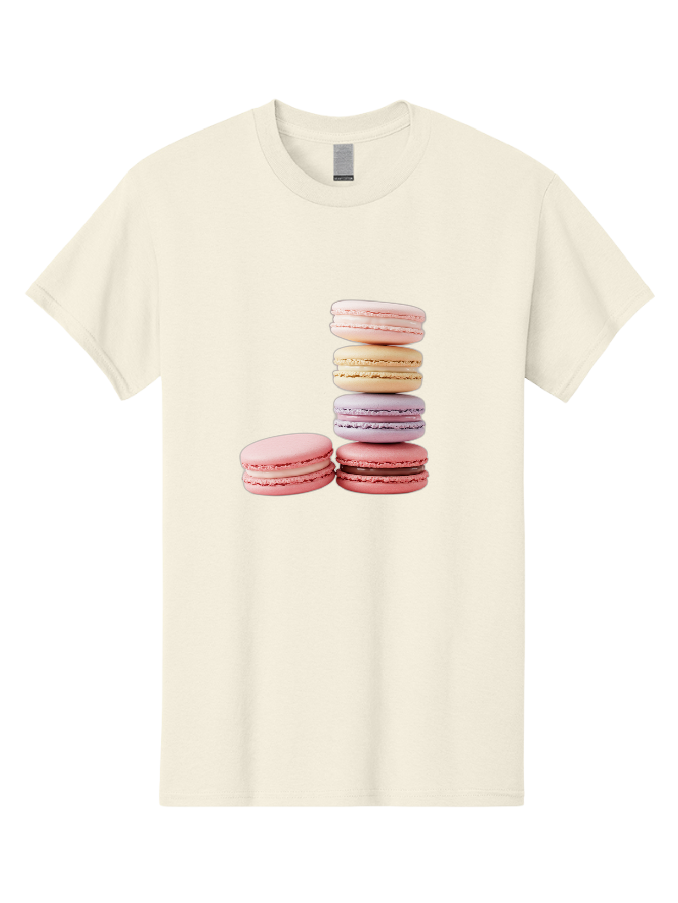Macarons-3 Men'S Graphic Tee, 100% Cotton, Comfortable Casual Summer Wear, Machine Washable, Stacked Macarons, Pastel Colors, Pink, Purple, Beige, Dessert, Sweet Treats, French Macarons, Delicate Meringue-Based Cookies, Creamy Fillings, Baa947