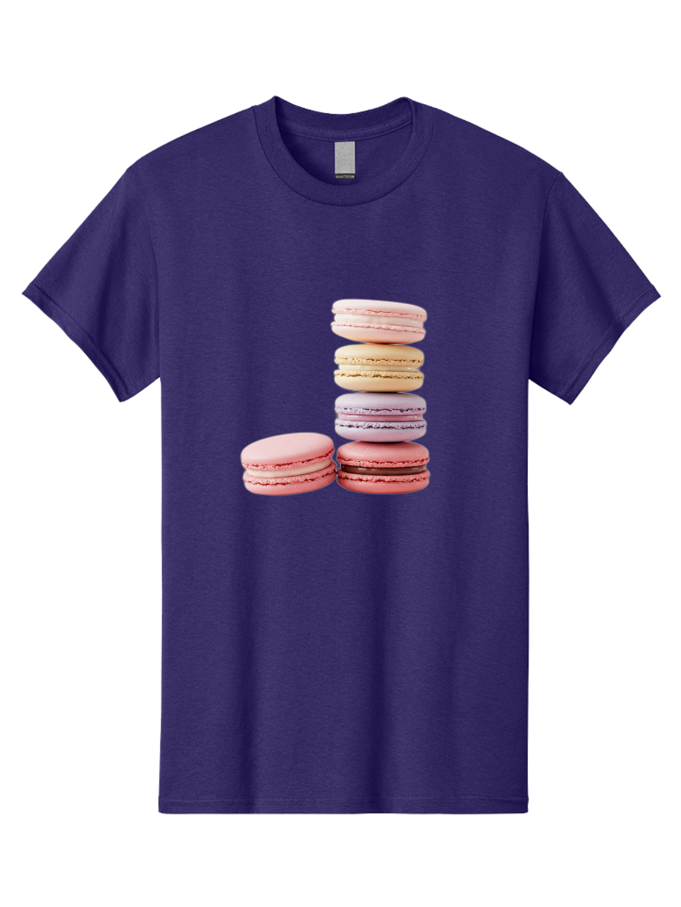 Macarons-3 Men'S Graphic Tee, 100% Cotton, Comfortable Casual Summer Wear, Machine Washable, Stacked Macarons, Pastel Colors, Pink, Purple, Beige, Dessert, Sweet Treats, French Macarons, Delicate Meringue-Based Cookies, Creamy Fillings, Baa947