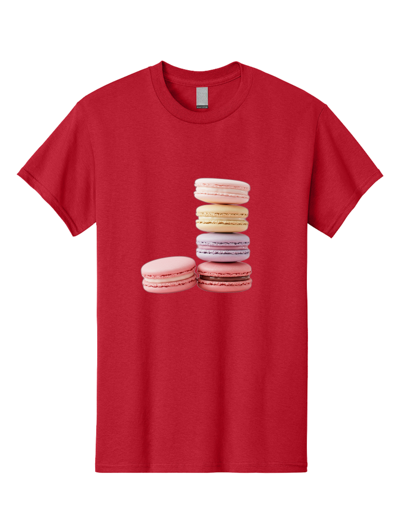 Macarons-3 Men'S Graphic Tee, 100% Cotton, Comfortable Casual Summer Wear, Machine Washable, Stacked Macarons, Pastel Colors, Pink, Purple, Beige, Dessert, Sweet Treats, French Macarons, Delicate Meringue-Based Cookies, Creamy Fillings, Baa947