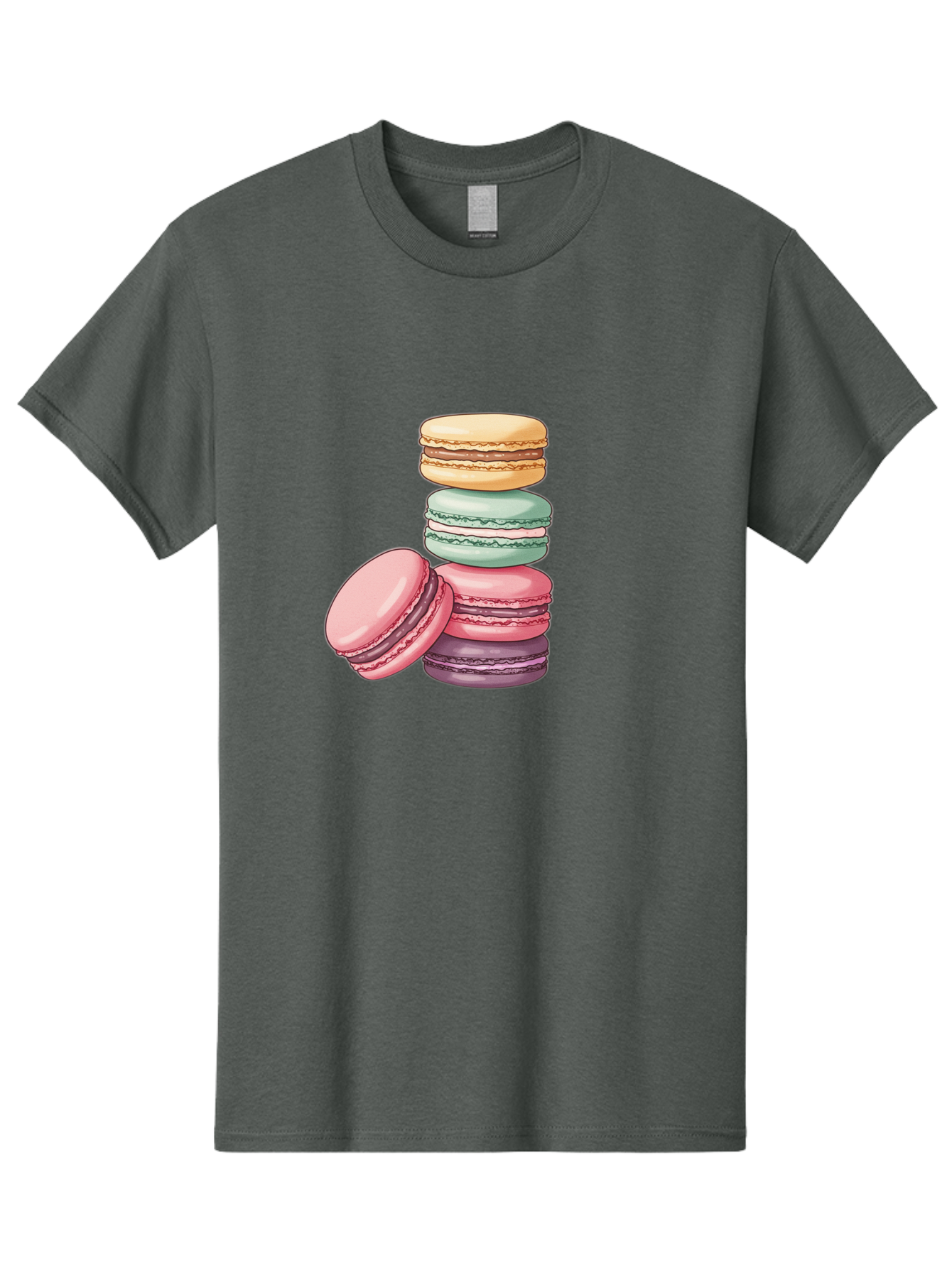 Macarons-4 Men'S Graphic Tee, 100% Cotton, Comfortable Casual Summer Wear, Machine Washable, Stack Of Colorful Macarons, Pastel Colors, Sweet Treats, Dessert, Baked Goods, French Patisserie, Macaron Stack, French Dessert, Colorful Sweets, Baa948