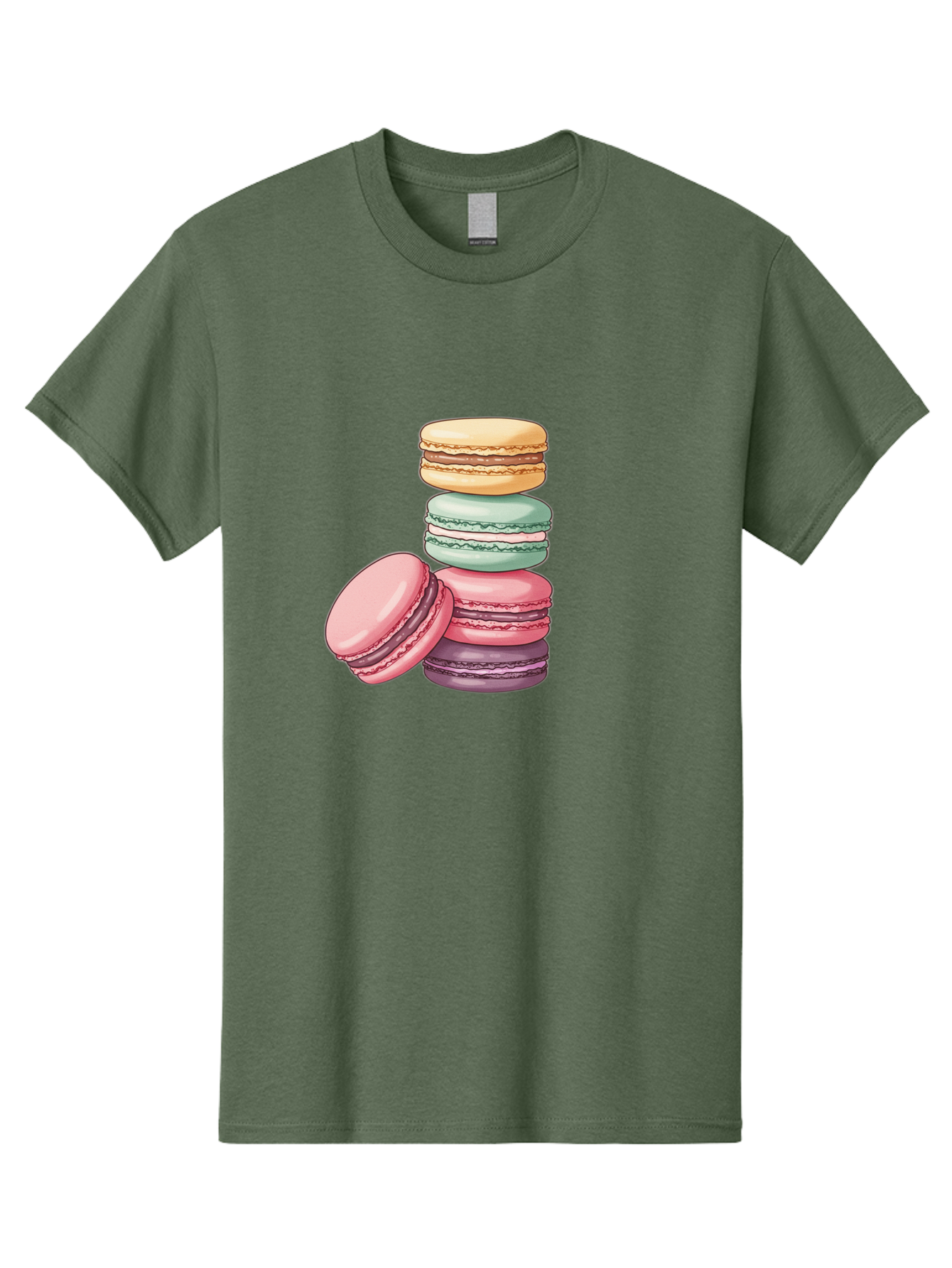 Macarons-4 Men'S Graphic Tee, 100% Cotton, Comfortable Casual Summer Wear, Machine Washable, Stack Of Colorful Macarons, Pastel Colors, Sweet Treats, Dessert, Baked Goods, French Patisserie, Macaron Stack, French Dessert, Colorful Sweets, Baa948