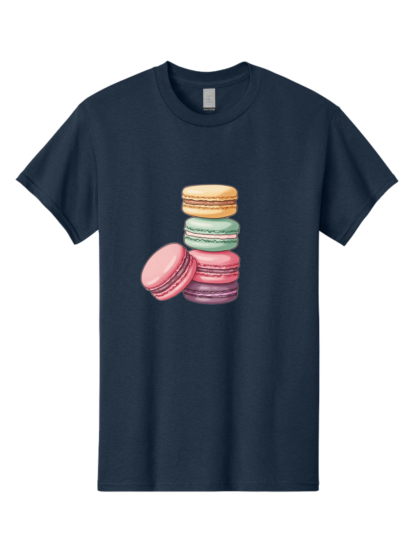 Macarons-4 Men'S Graphic Tee, 100% Cotton, Comfortable Casual Summer Wear, Machine Washable, Stack Of Colorful Macarons, Pastel Colors, Sweet Treats, Dessert, Baked Goods, French Patisserie, Macaron Stack, French Dessert, Colorful Sweets, Baa948